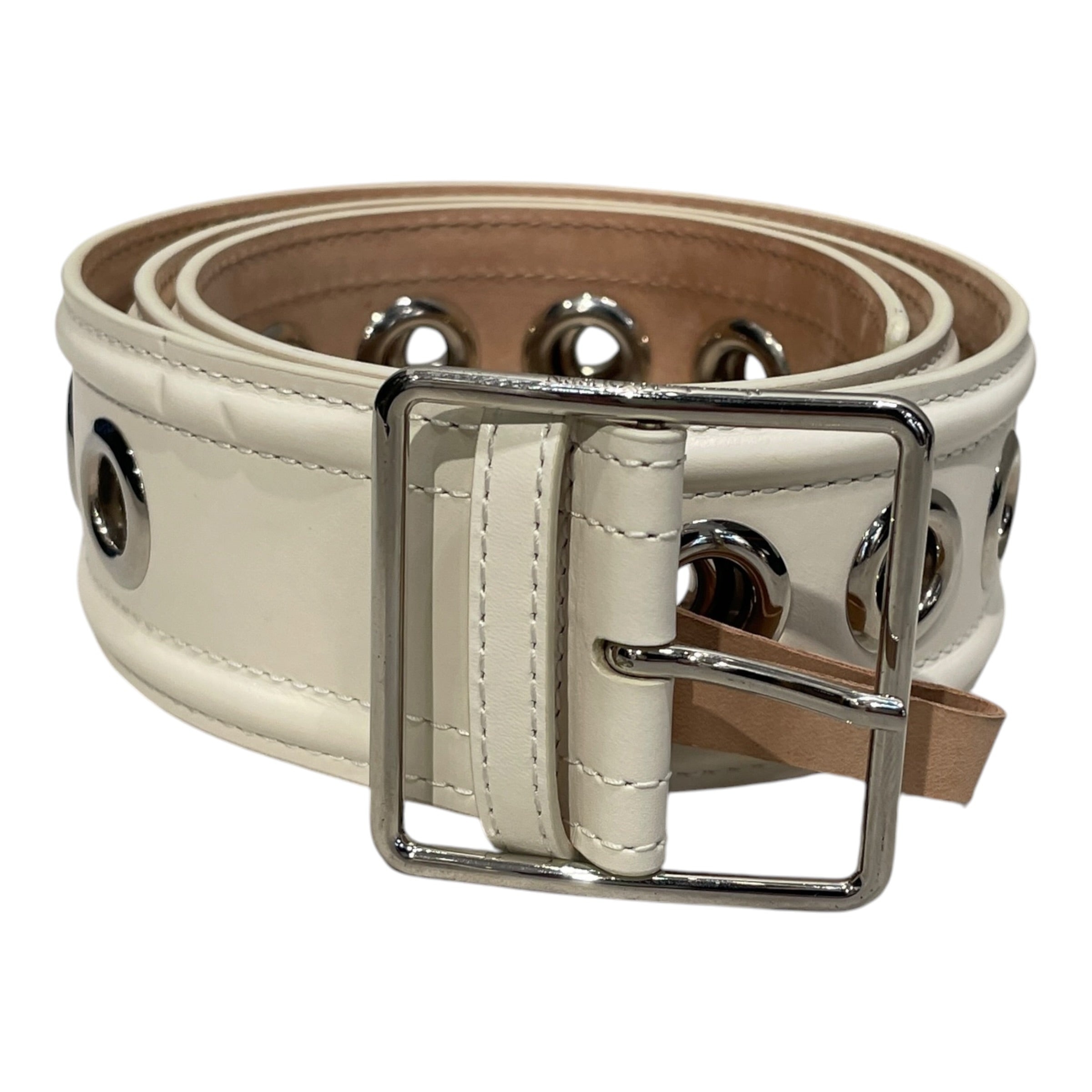 Alexander McQueen/Belt/Leather/WHT/95.38 WIDE RIVET BELT view 1