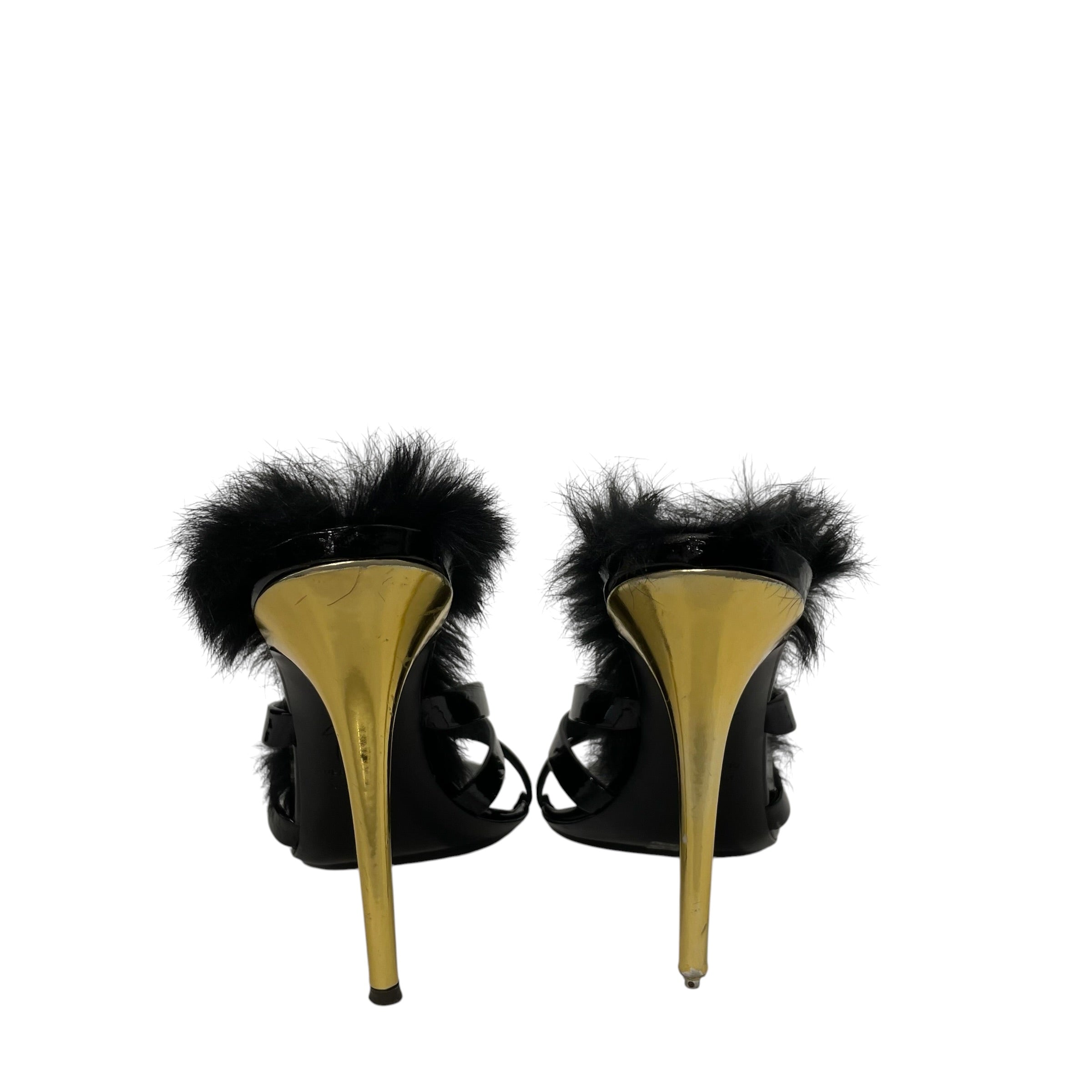 GIUSEPPE ZANOTTI DESIGN/Heels/EU 39/Fake Fur/BLK/Open-Toe/ view 4