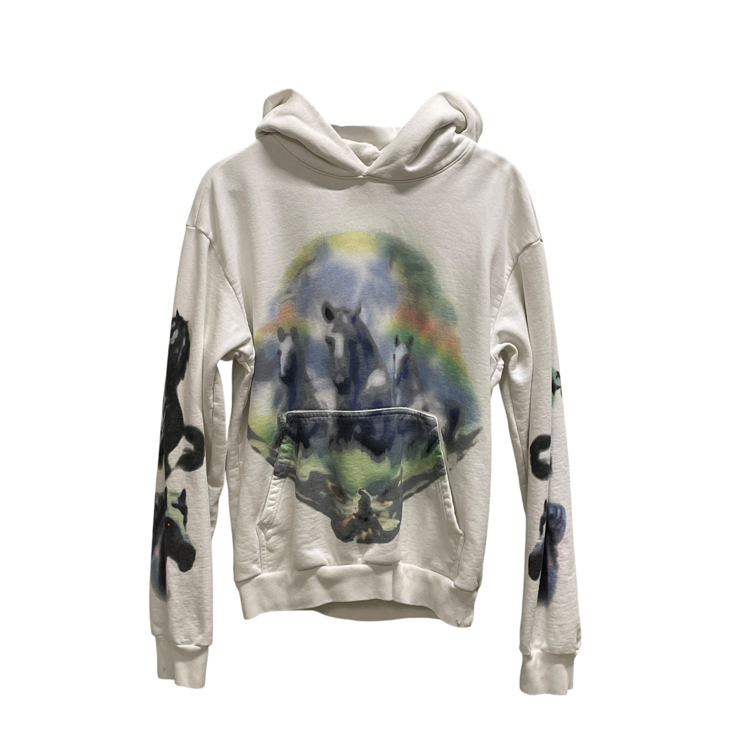 basketcase gallery/Hoodie/S/Graphic/Cotton/WHT/ponies red eyes view 1