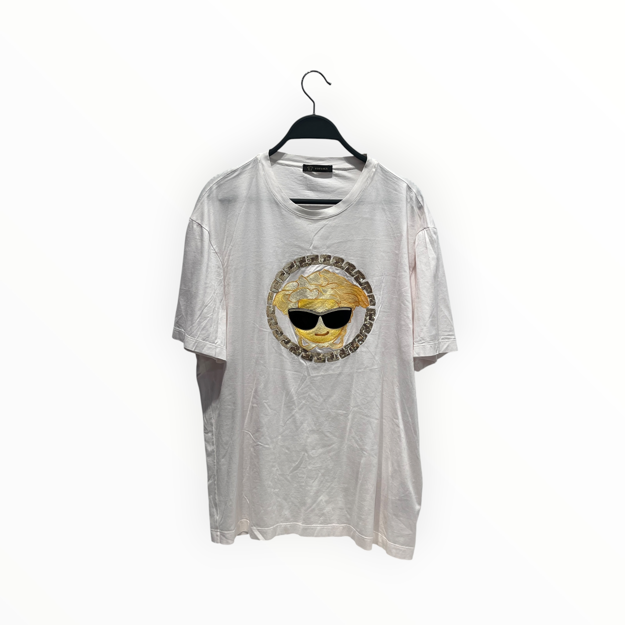 GIANNI VERSACE/T-Shirt/XXXL/Cotton/WHT/Graphic/SEQUINED MEDUSA W/ SUNGLASSES view 1