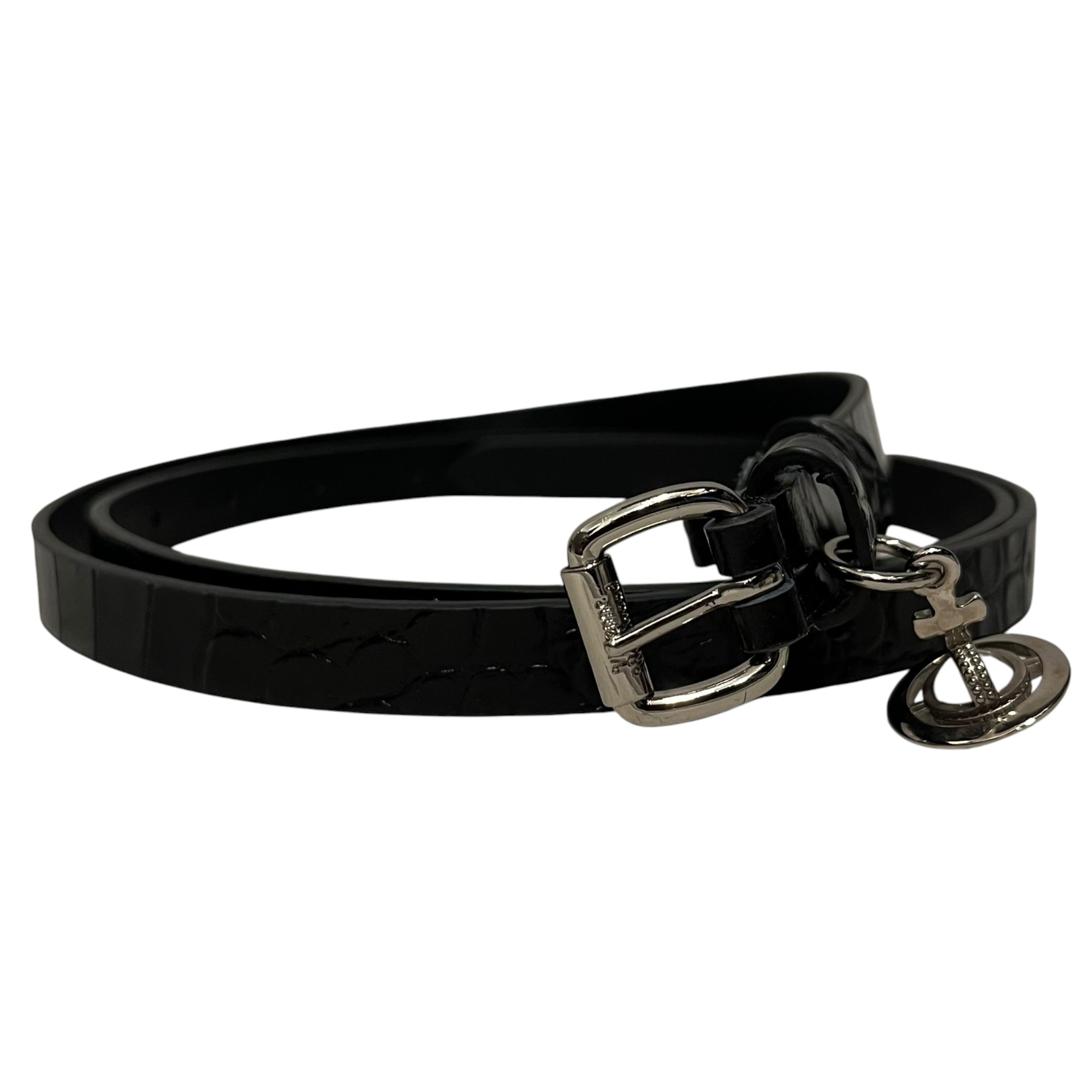 Vivienne Westwood/Belt/Animal Pattern/Leather/BLK/L's/ORB CHARM SKINNY BELT view 1