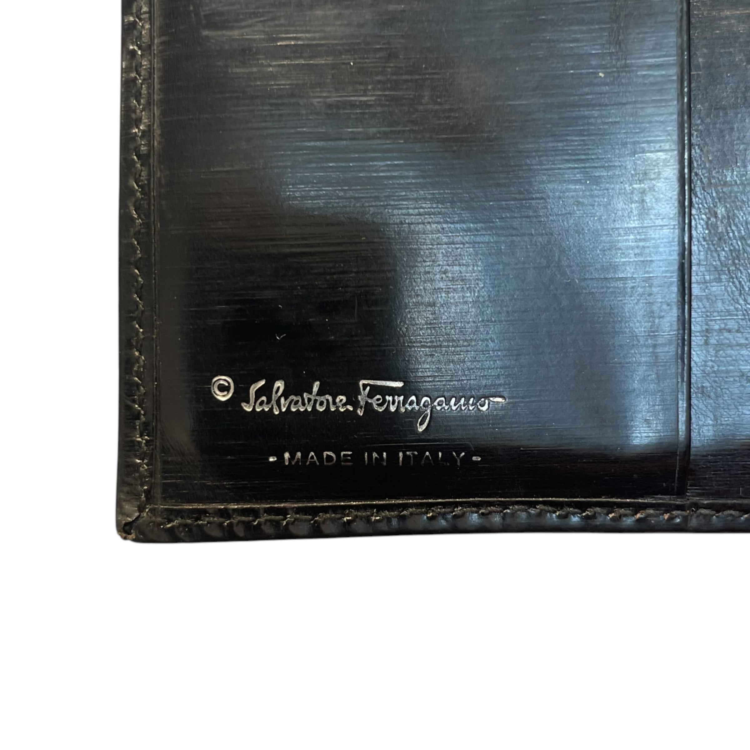 Salvatore Ferragamo/Bifold Wallet/Leather/BLK/LEATHER SLVER HRDWARE LOGO view 4