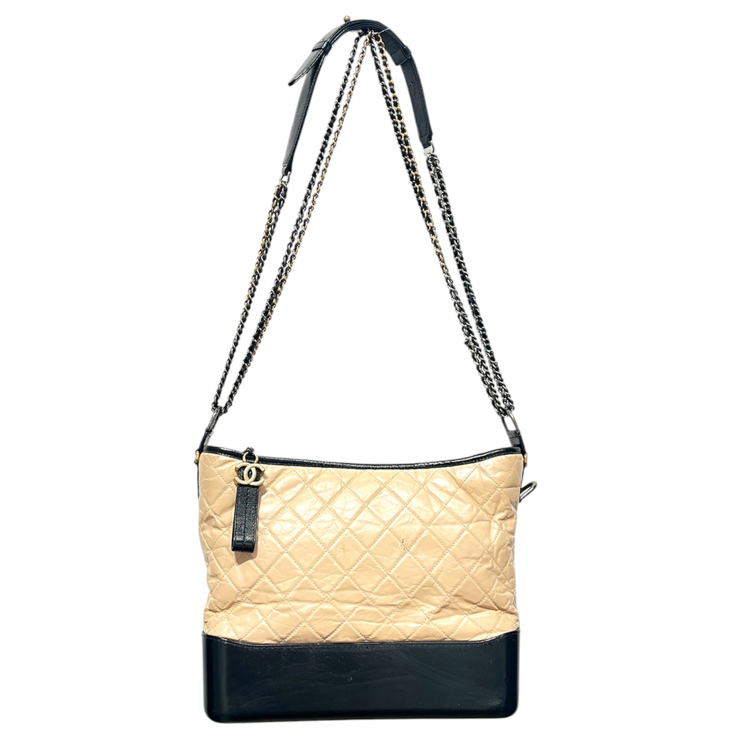 CHANEL/Cross Body Bag/Leather/BEG/large gabrielle hobo/ blk/beig view 1