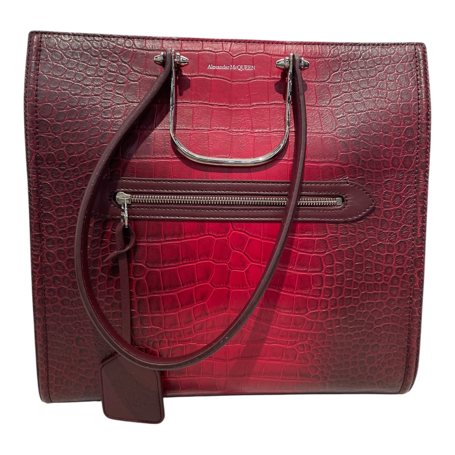 Alexander McQueen/Hand Bag/Animal Pattern/Leather/RED/CROC EMBOSSED TOTE BAG view 1
