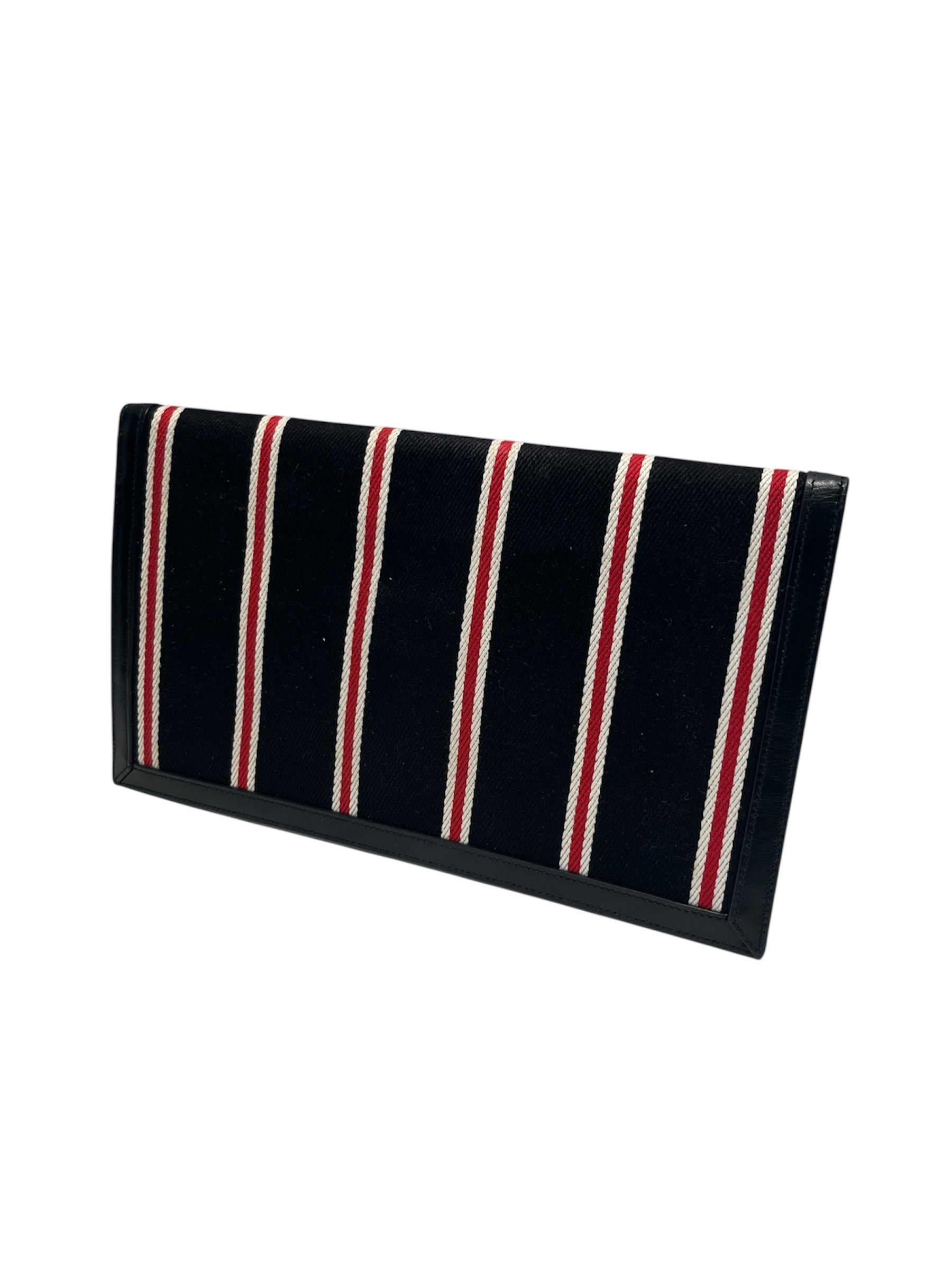 SAINT LAURENT/Clutch Bag/Stripe/Cotton/BLK/UPTOWN REDWHITE/ ENVELOP view 2