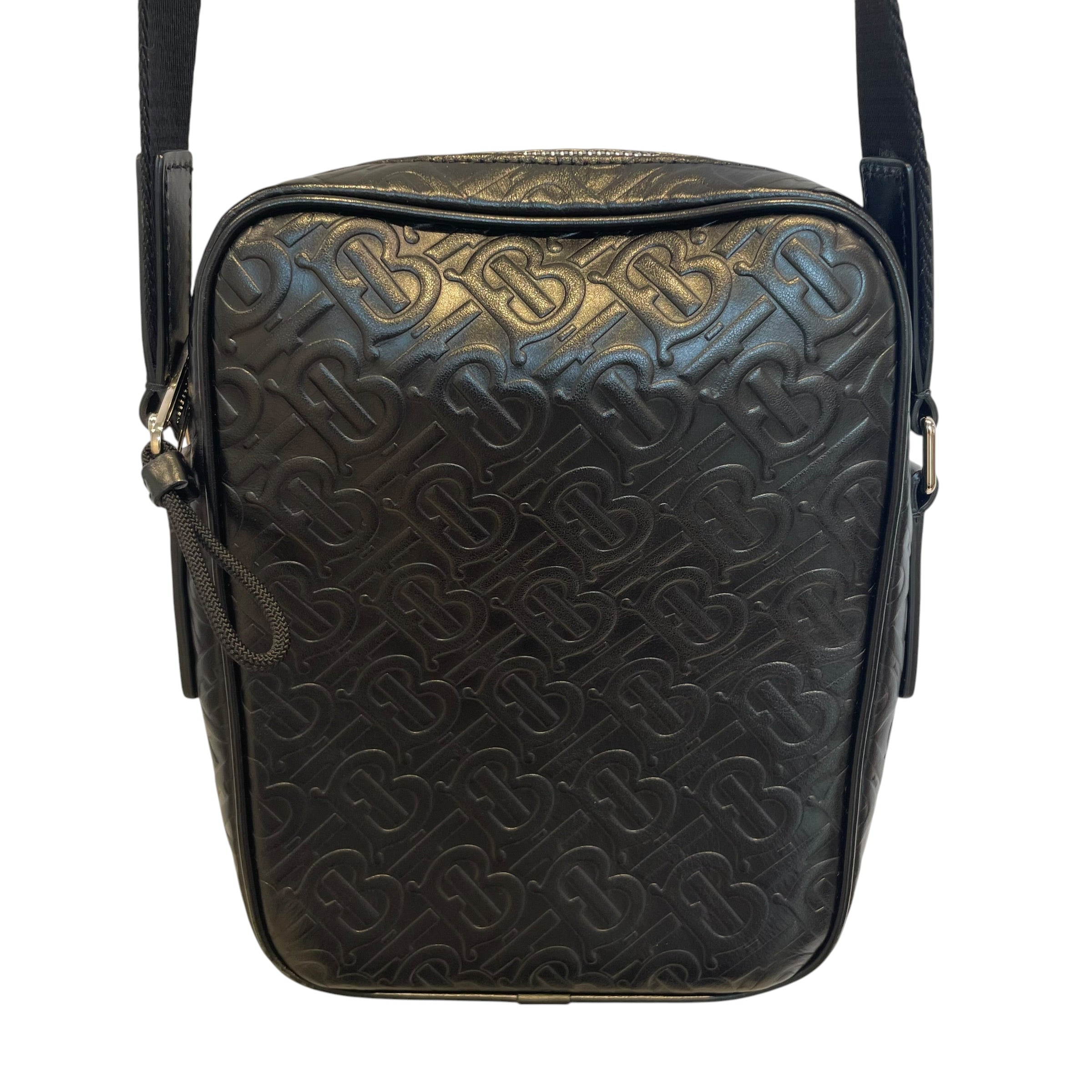 BURBERRY/Cross Body Bag/Leather/BLK/EMBOSSED TB/SLVR HARDWARE view 3