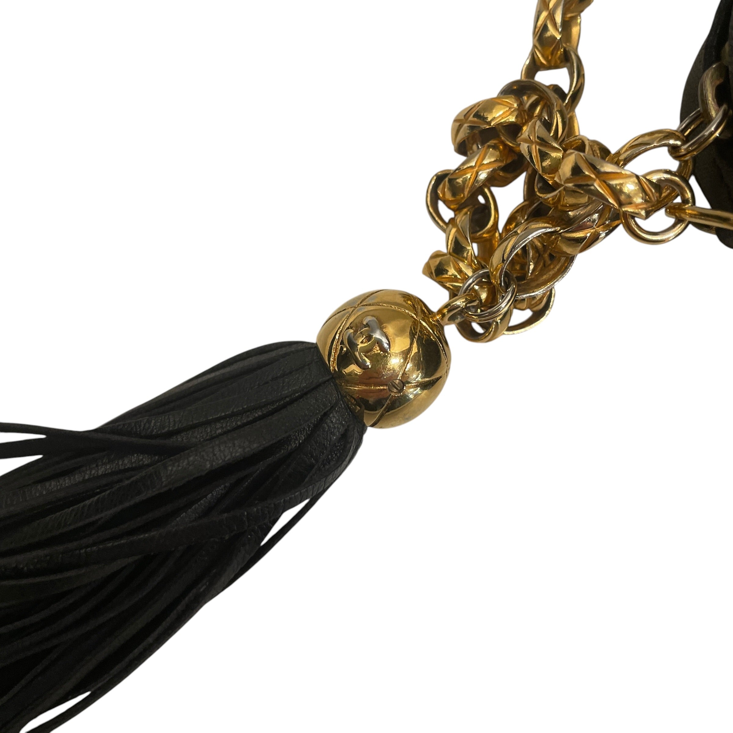 CHANEL/Bag/Leather/BLK/V STITCH WITH GOLD BALL TASSLE view 7