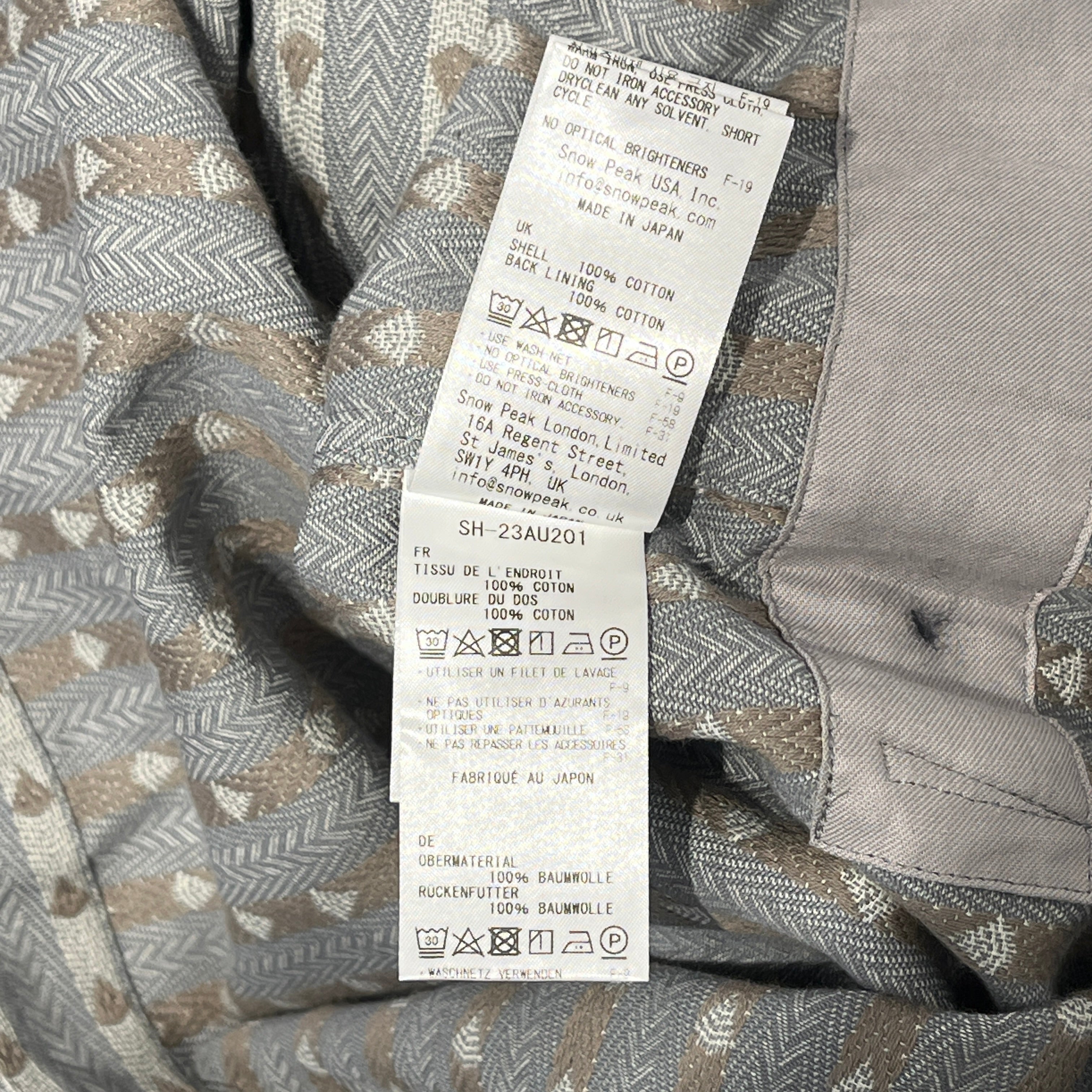 snow peak/LS Shirt/M/Cotton/GRY/All Over Print/stripe pattern view 6