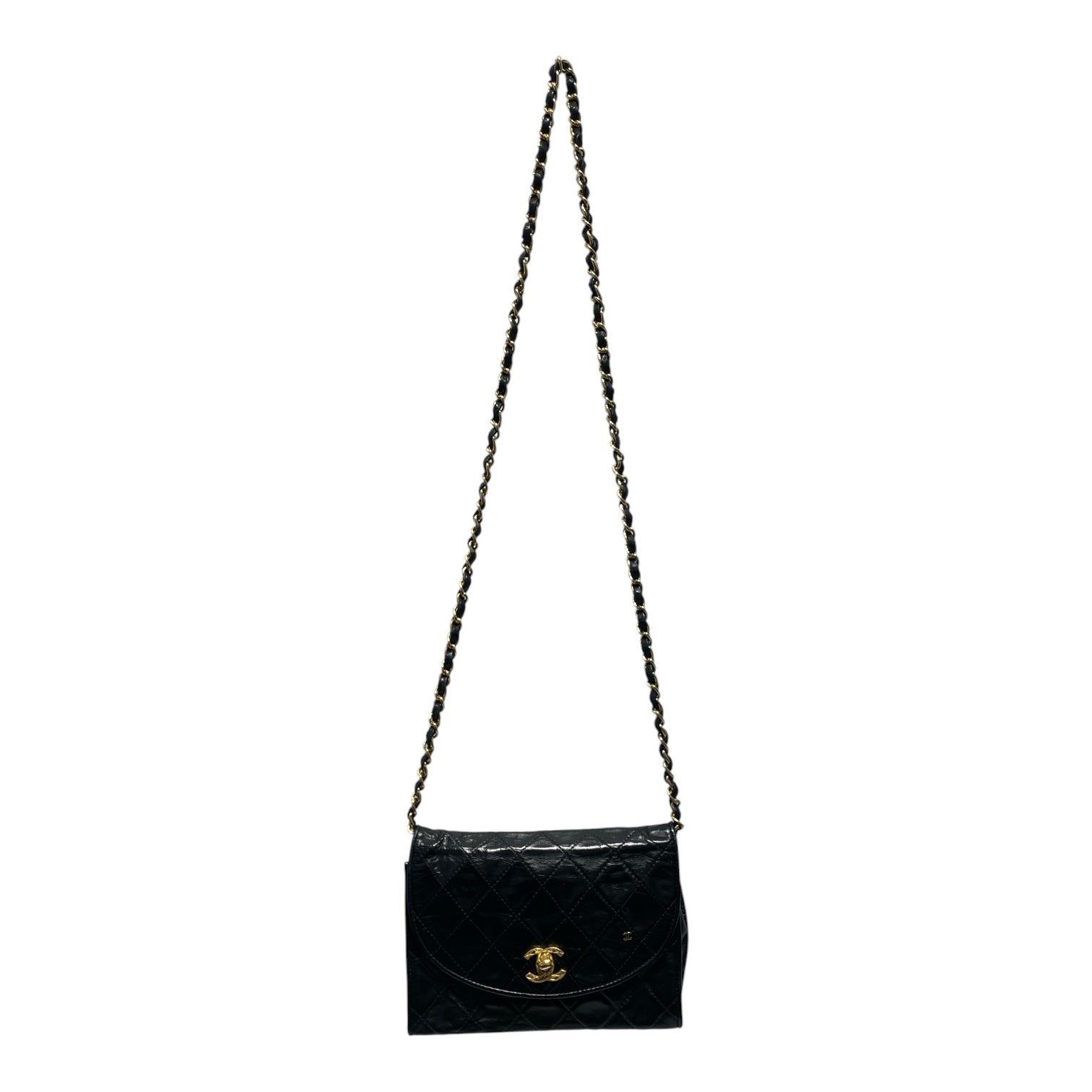 CHANEL/Cross Body Bag/Leather/BLK/Vintage Gold view 1