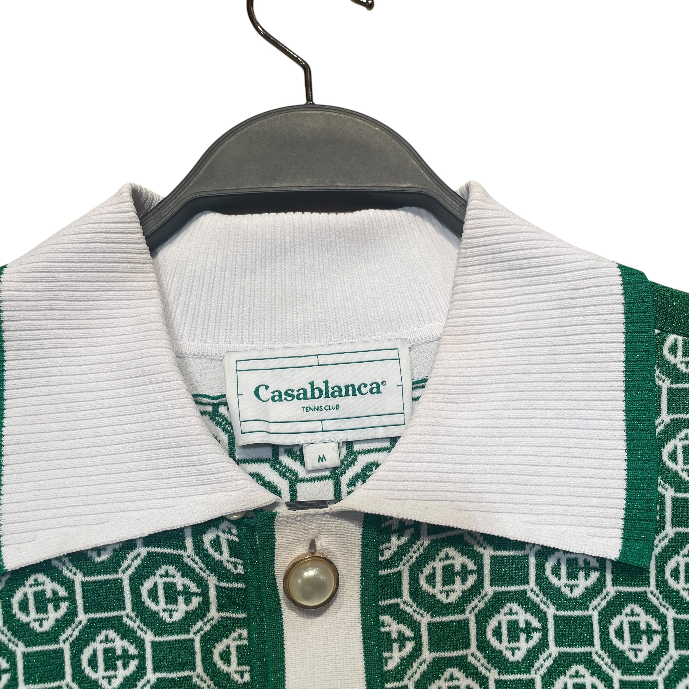 CASABLANCA/Polo Shirt/M/Polyester/GRN/Monogram/Lurex Jacquard view 3