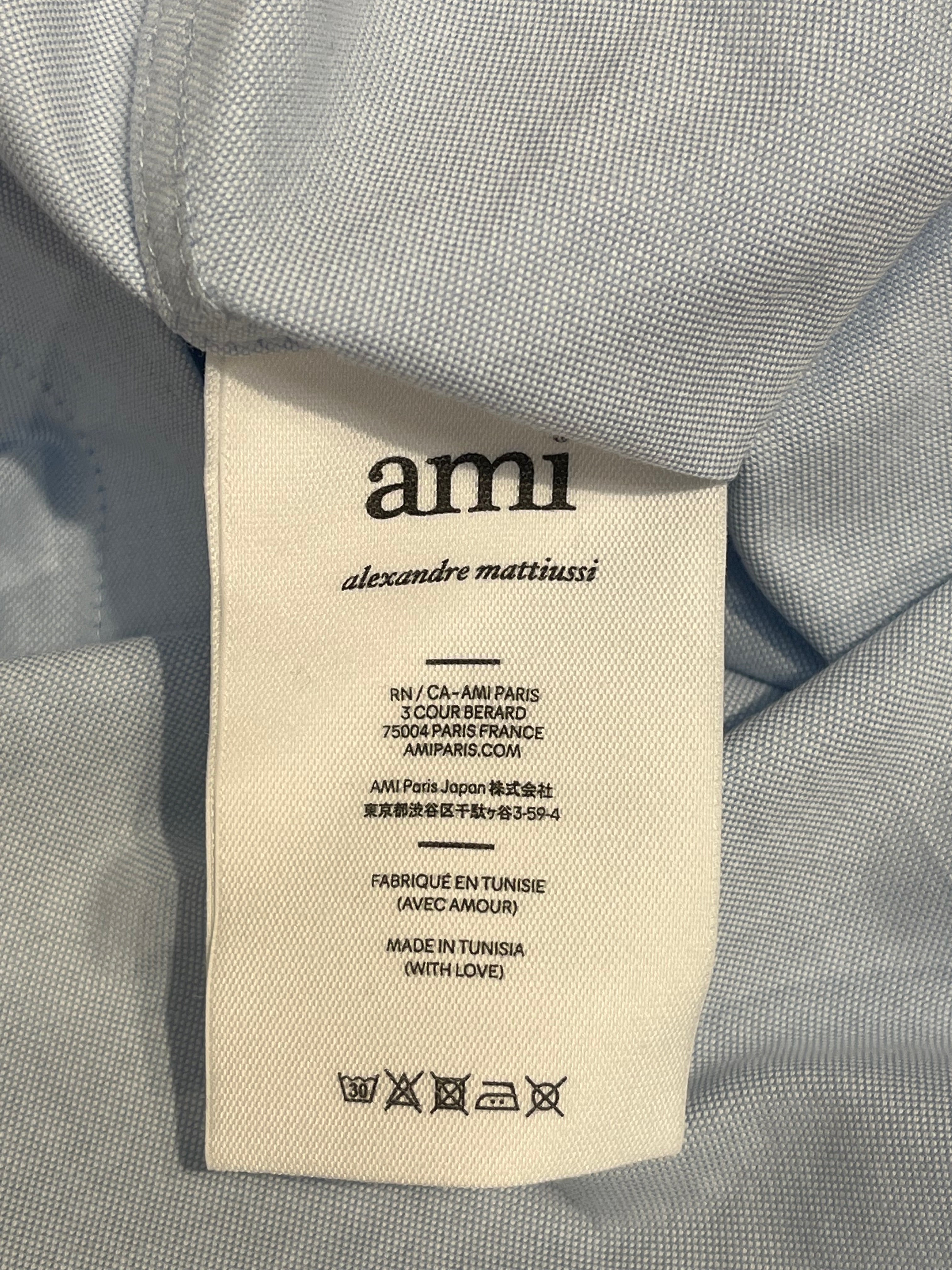 AMI PARIS/Shirt/M/Cotton/BLU/heart logo chest view 4