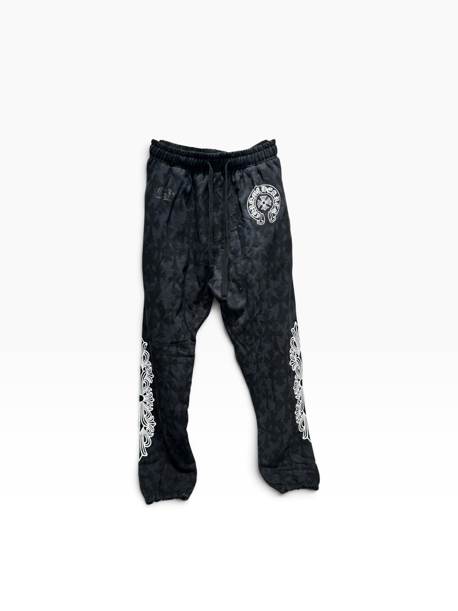 CHROME HEARTS/Pants/L/Cotton/BLK/All Over Print/cemetary cross all over view 1