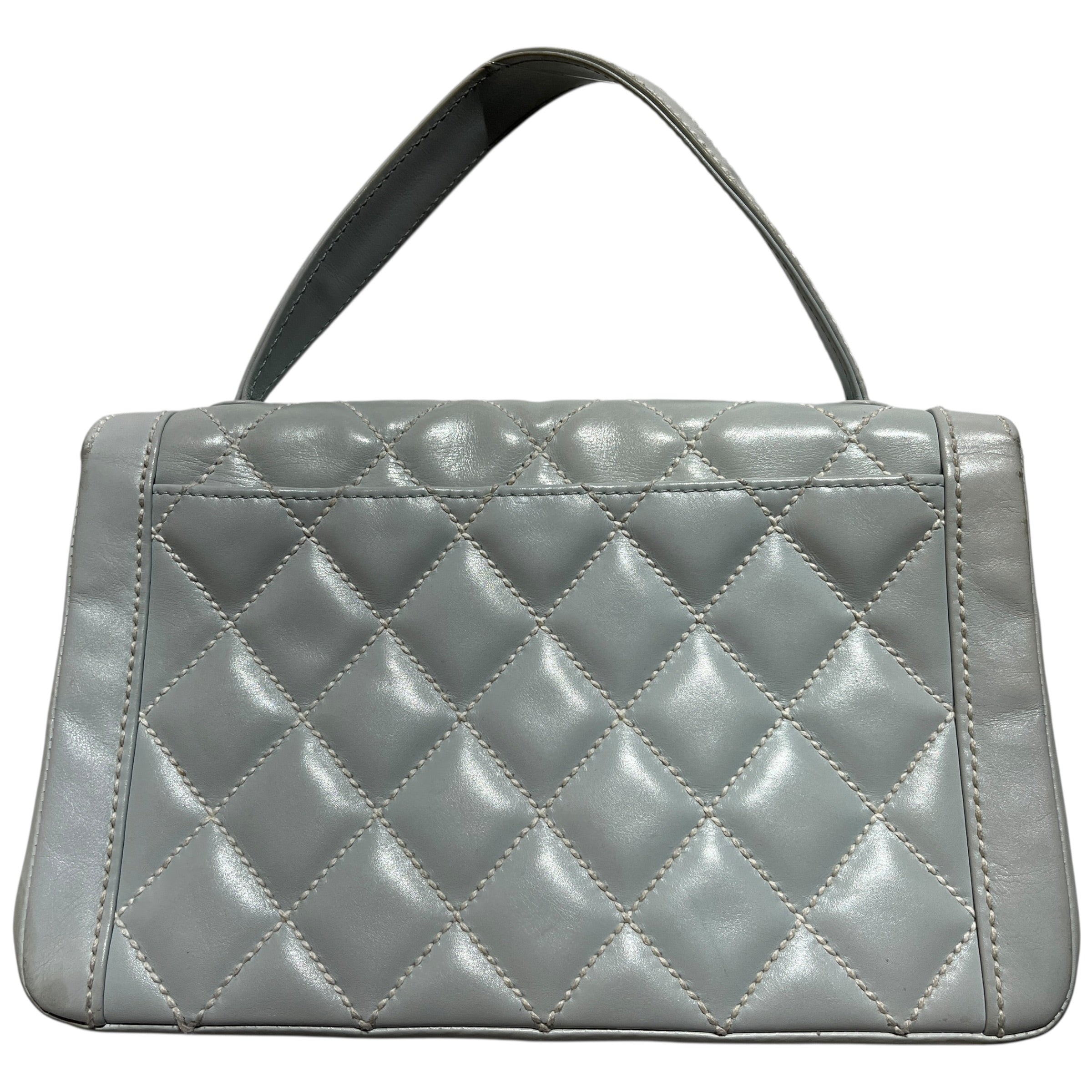 CHANEL/Hand Bag/Leather/BLU/LEATHER FLAP BAG W/GOLD view 3