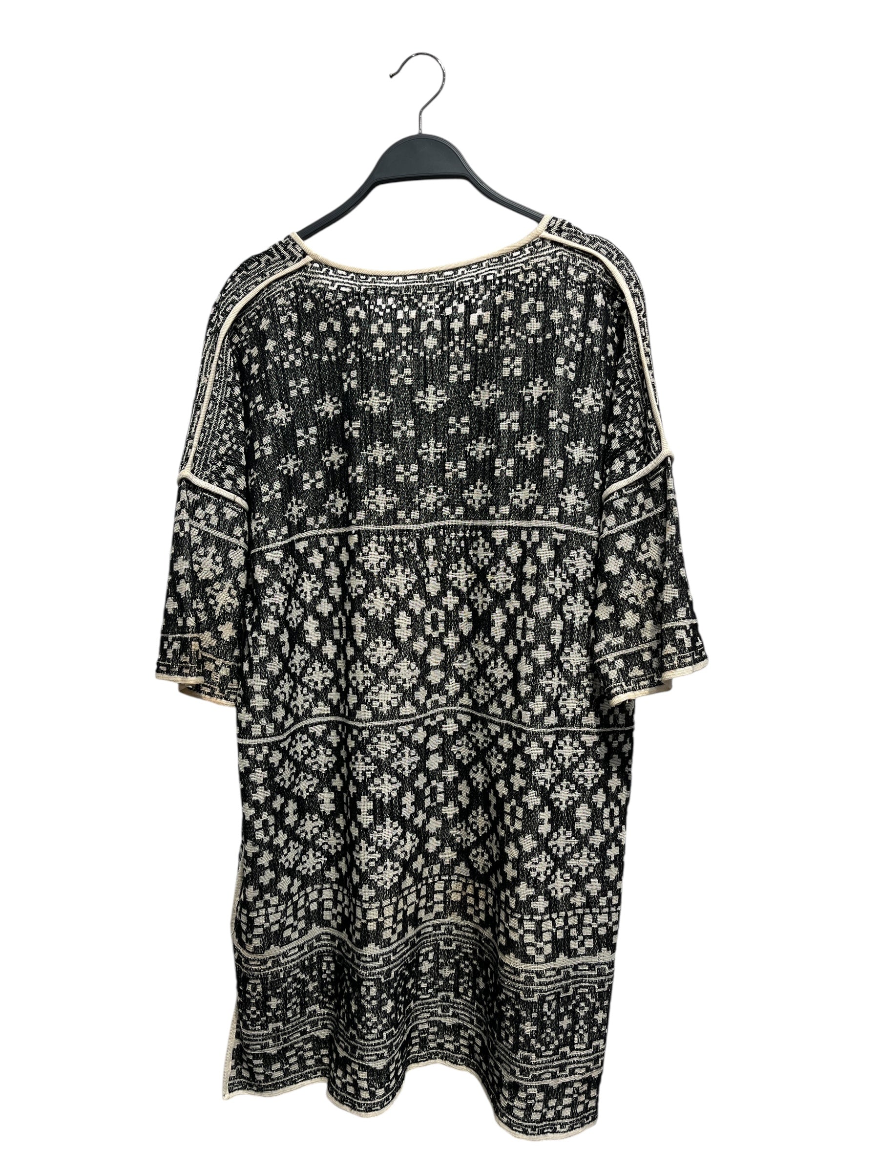 ISABEL MARANT ETOILE/SS Dress/M/All Over Print/Cotton/BLK/White cross pattern view 2