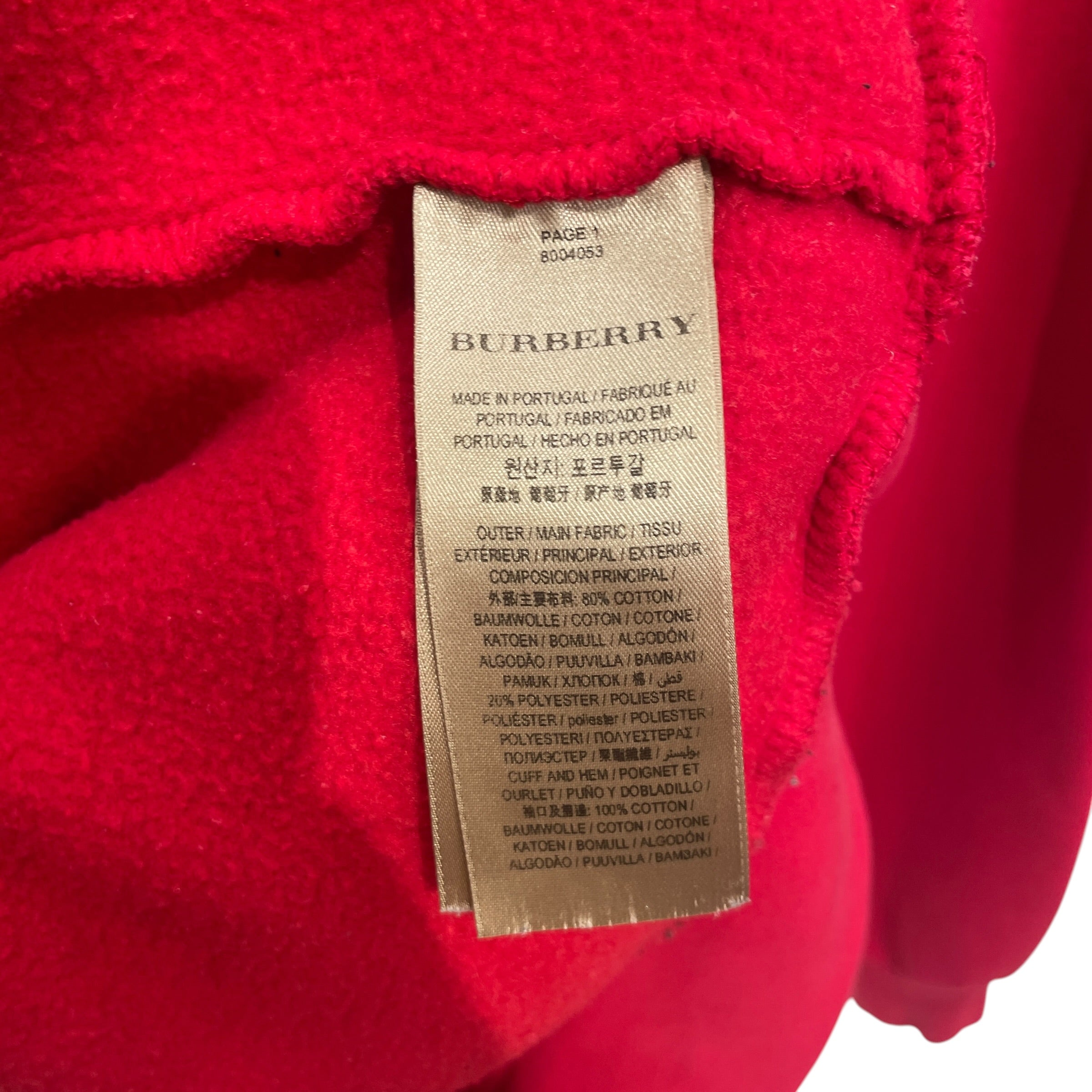 BURBERRY LONDON/Hoodie/S/Graphic/Cotton/RED/EMBRIODERED KNIGHT view 4