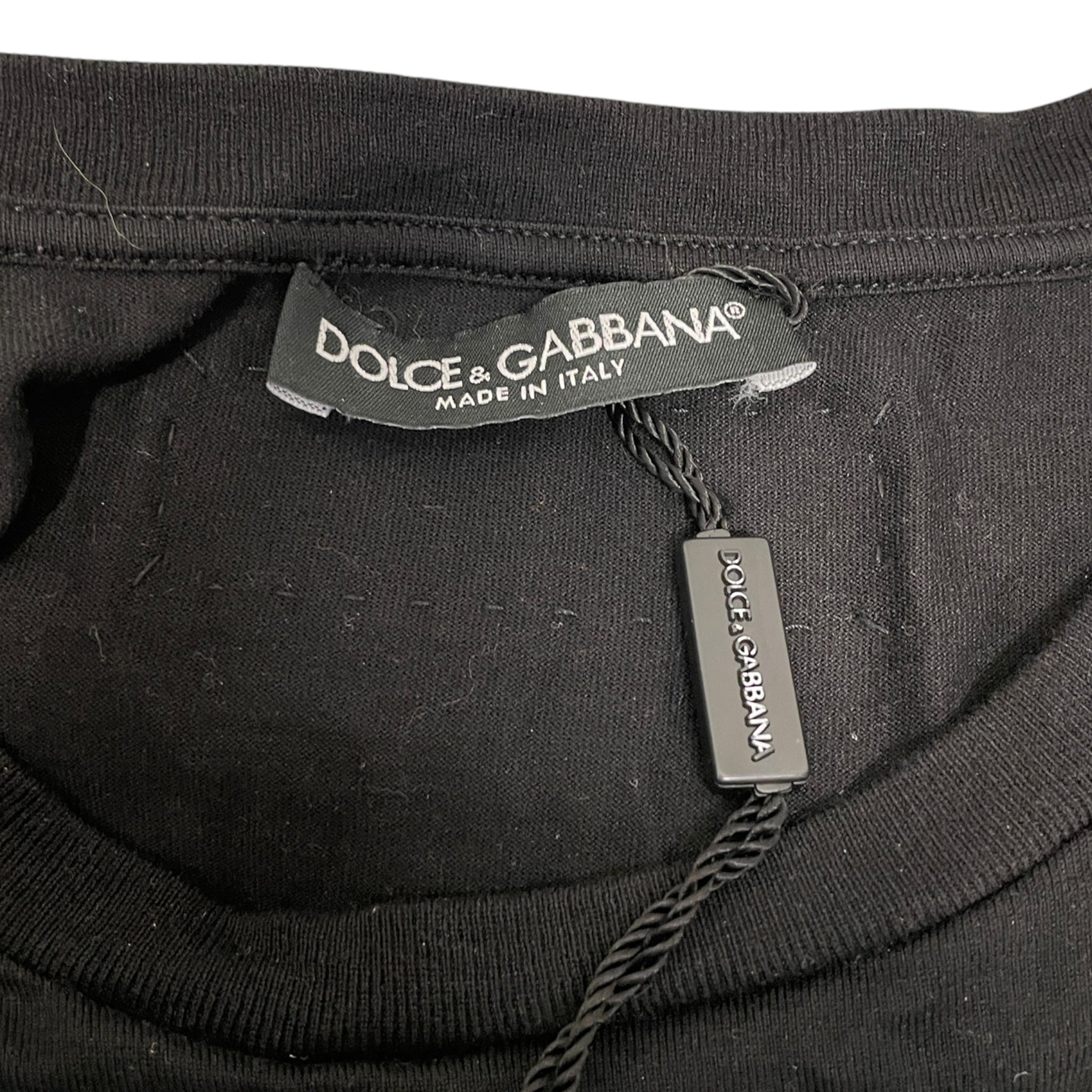 DOLCE&GABBANA/3|4 T-Shirt/38/Cotton/BLK/WHT ITALIAN BRAND TEXT view 3