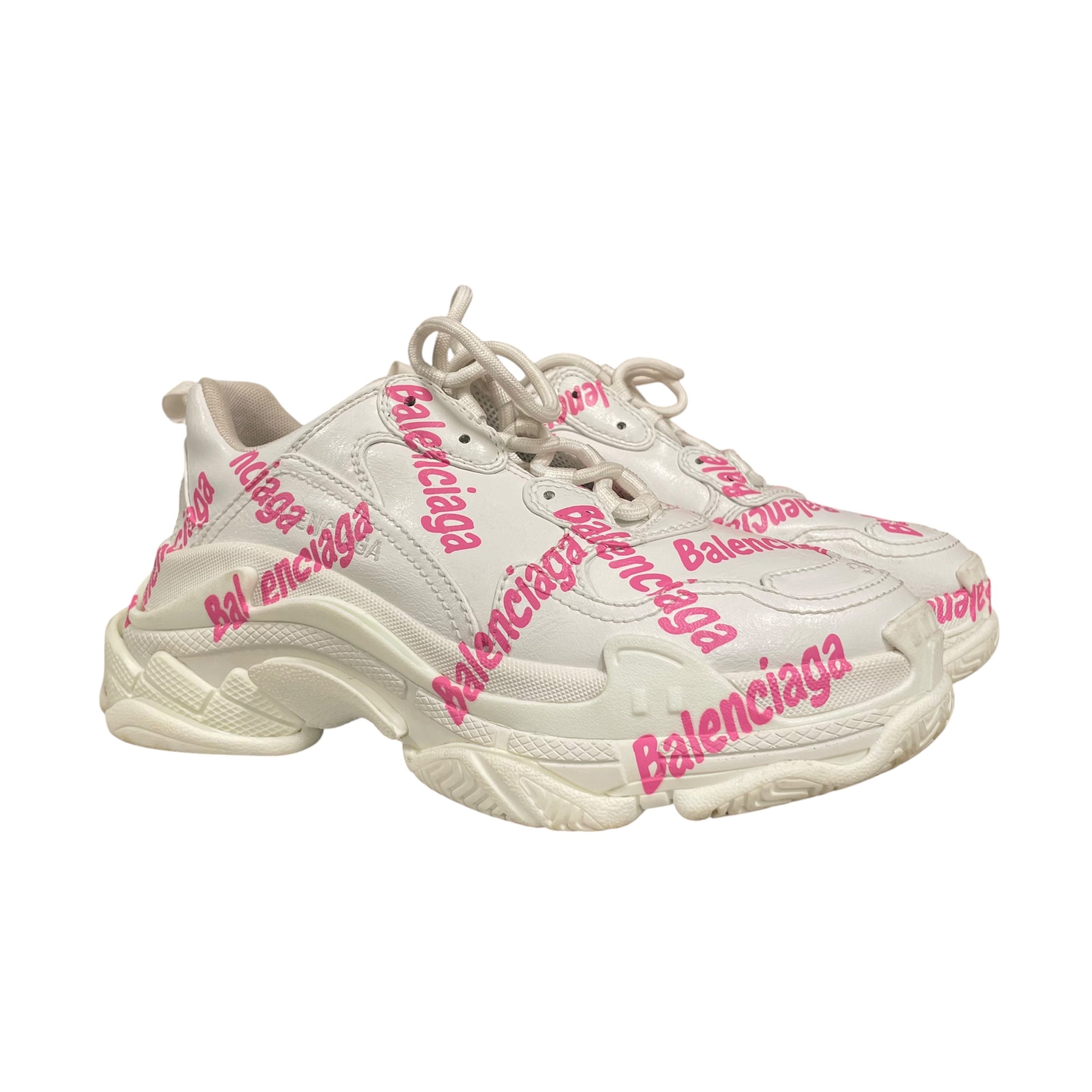 BALENCIAGA/Low-Sneakers/EU 38/Monogram/WHT/Chunky Heel/ view 1