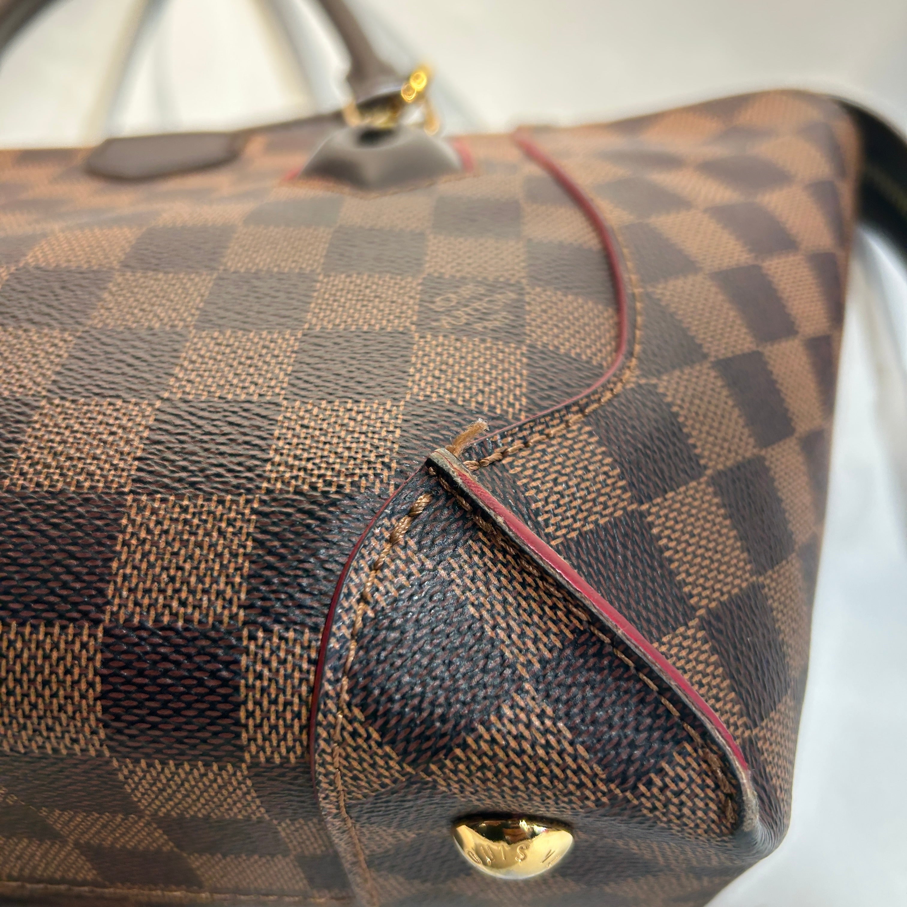 LOUIS VUITTON/Tote Bag/Plaid/Leather/BRW/damier ebene caissa view 8