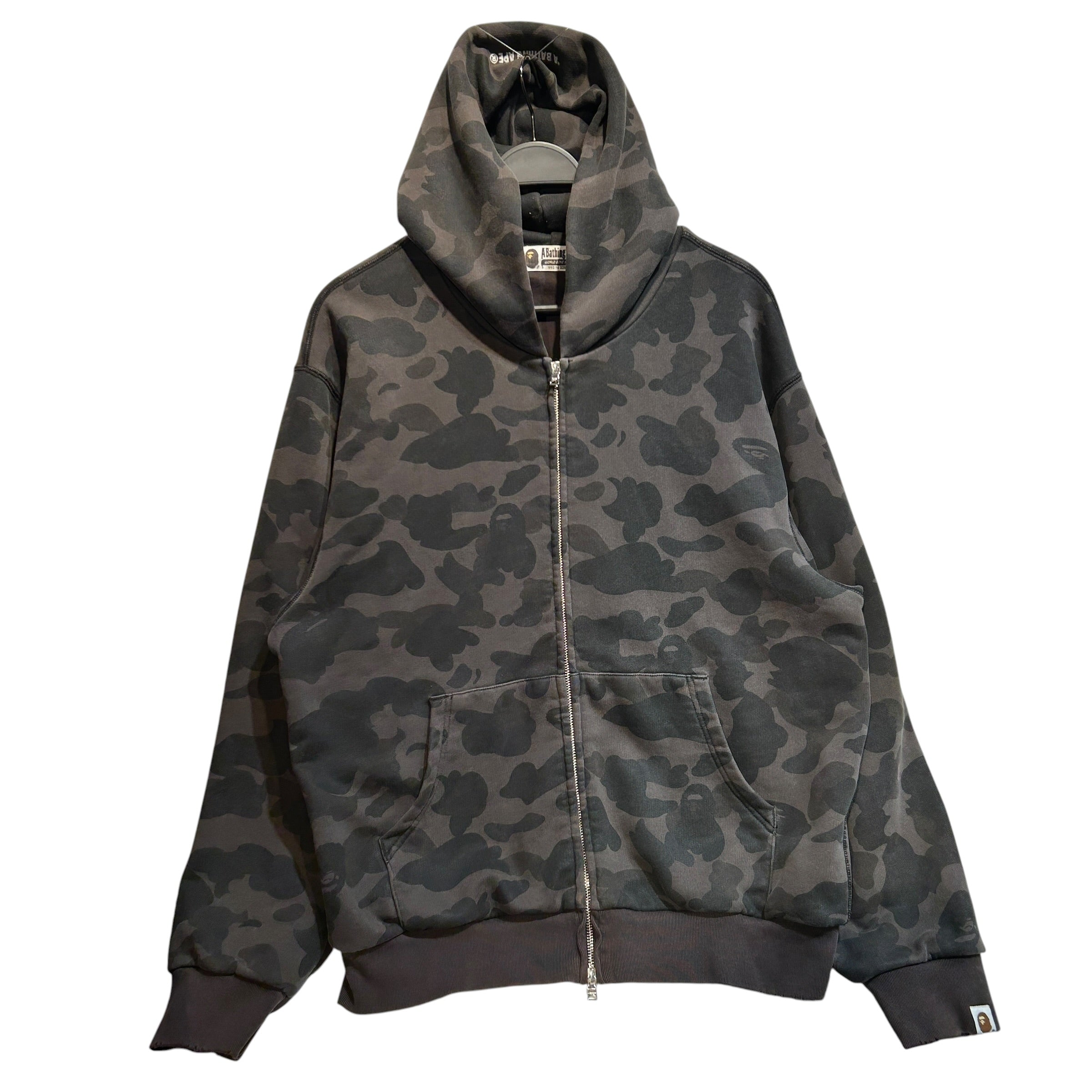 A BATHING APE/Hoodie/XL/All Over Print/Cotton/BLK/white logo on hoodie view 1
