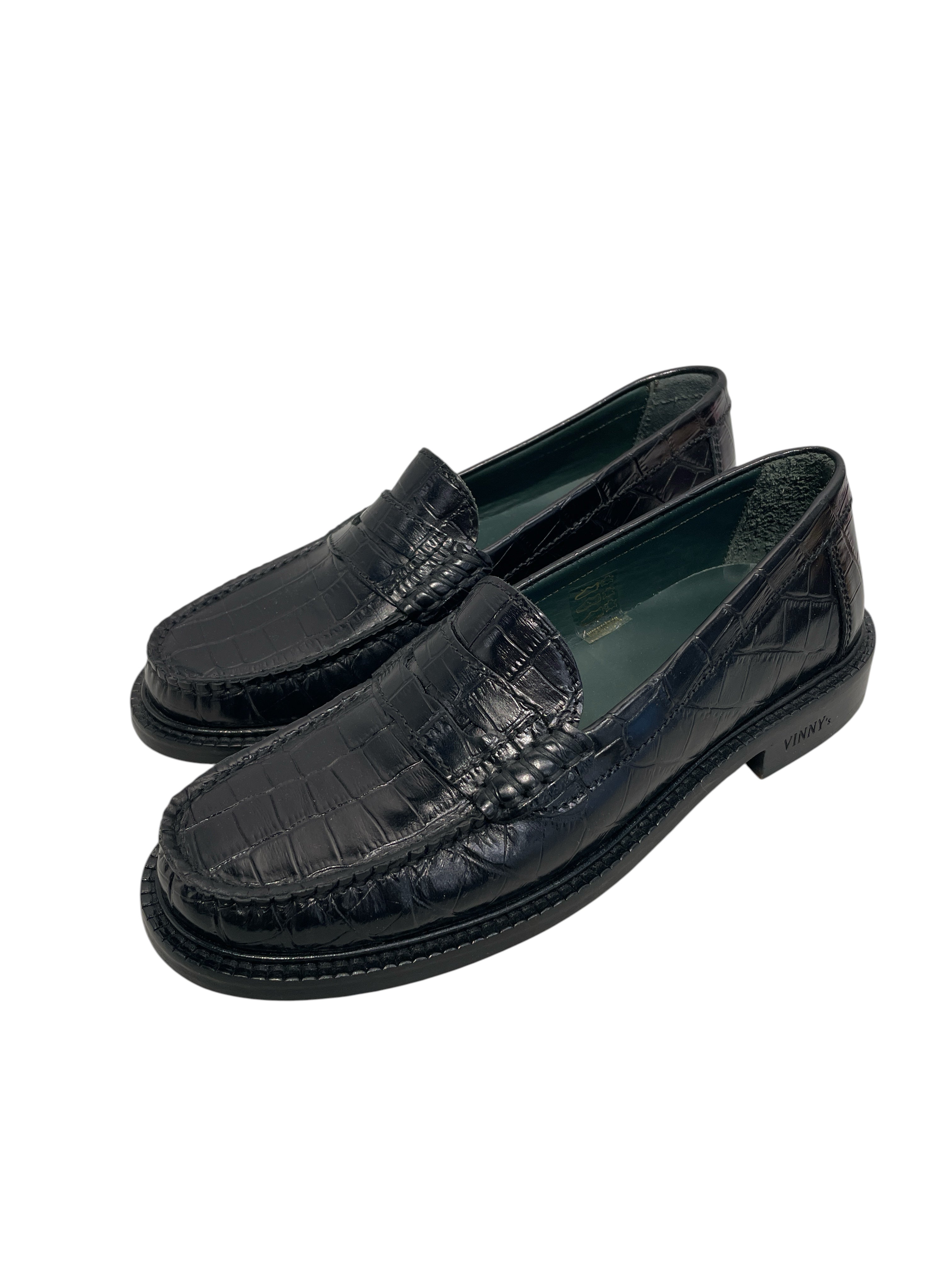 Vintage/Loafers/US 7/Leather/BLK/YARDEE CROC LOAFERS view 1