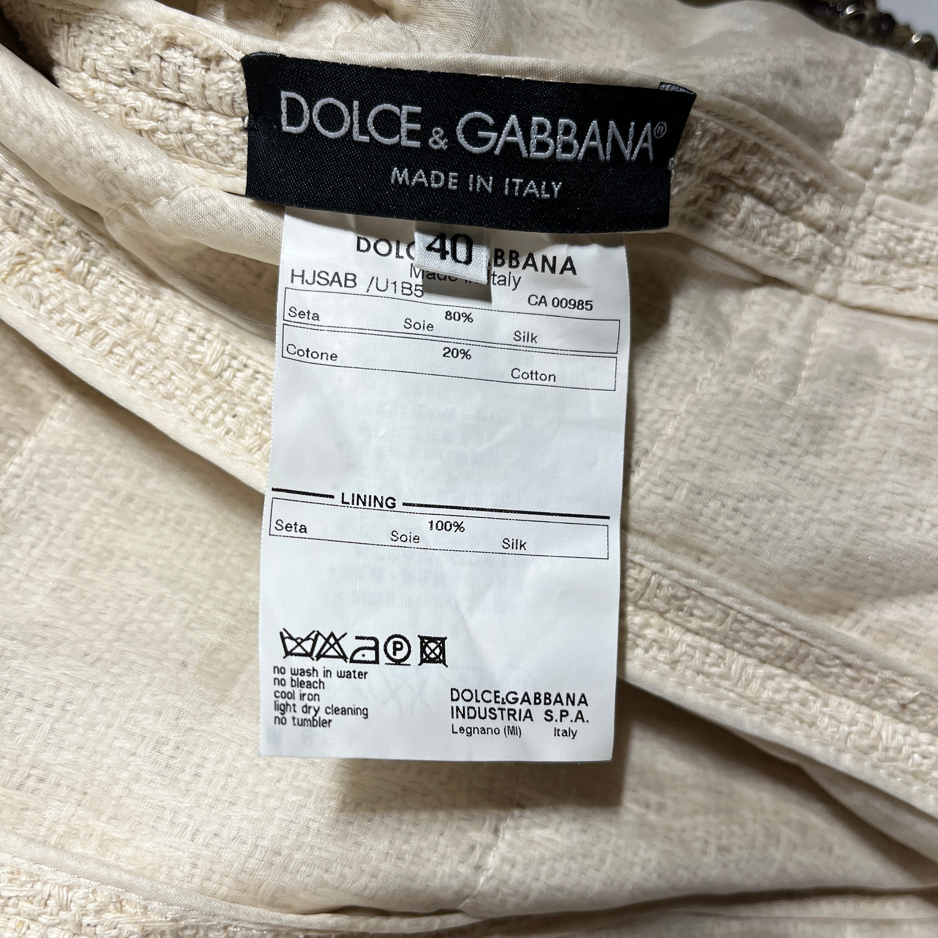 DOLCE&GABBANA/Jacket/40/Silk/CRM/studded clasp jacket view 4