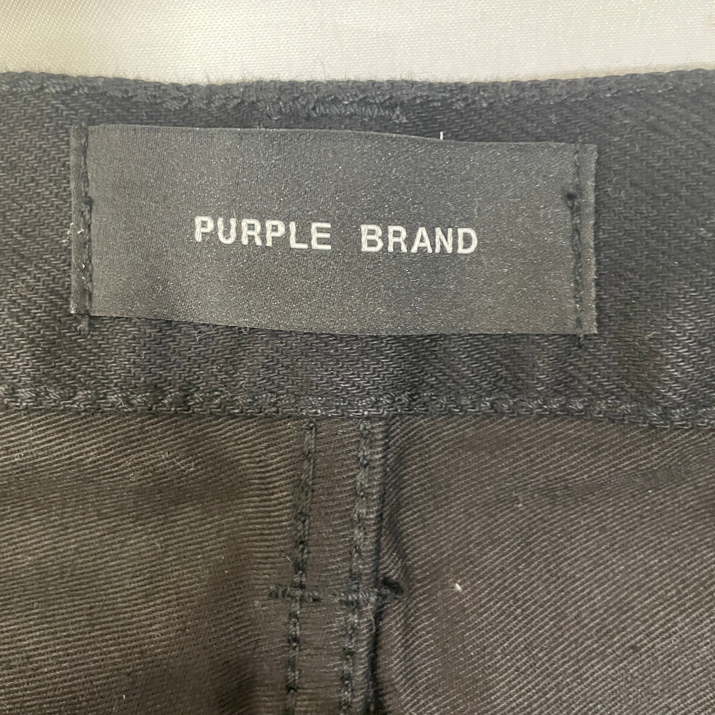 PURPLE BRAND/Pants/34/Cotton/BLK/full side zip-up view 3