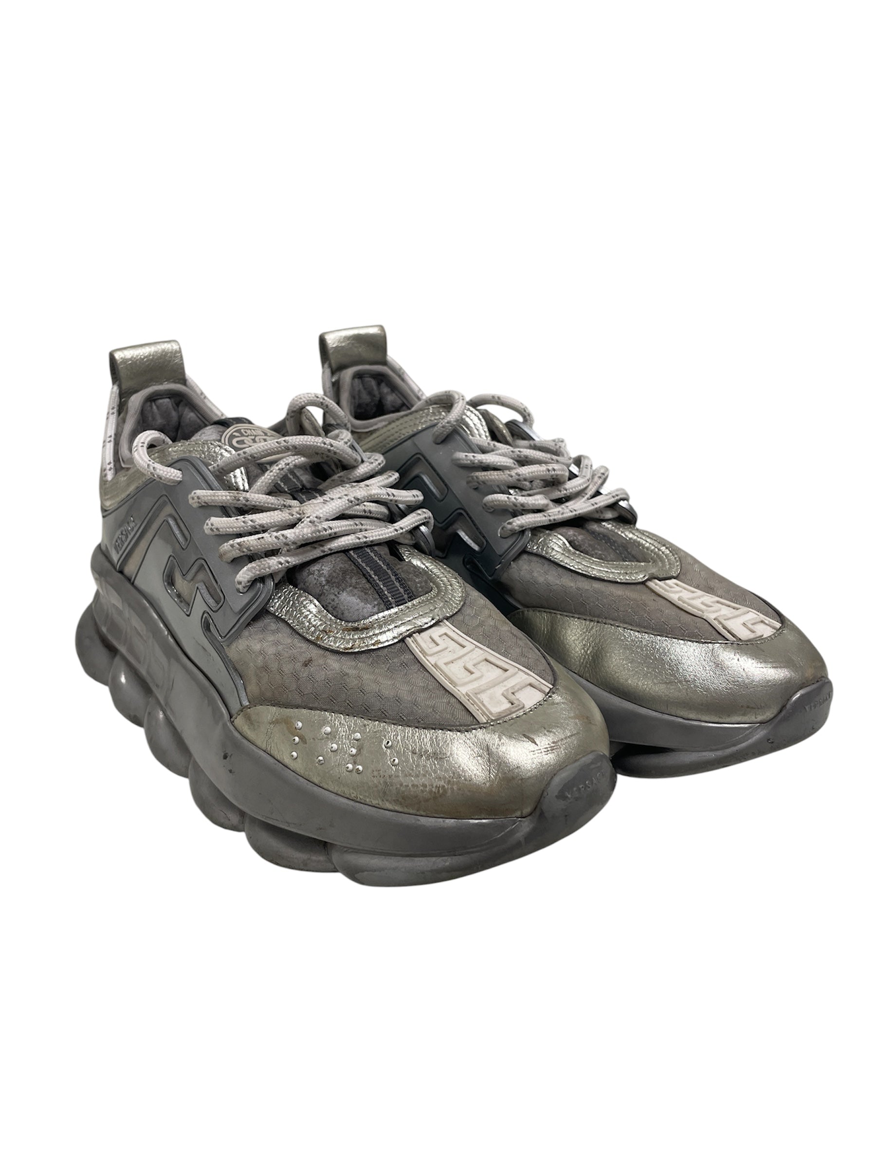 VERSACE/Low-Sneakers/EU 44/Polyester/SLV/chain reaction leather view 1