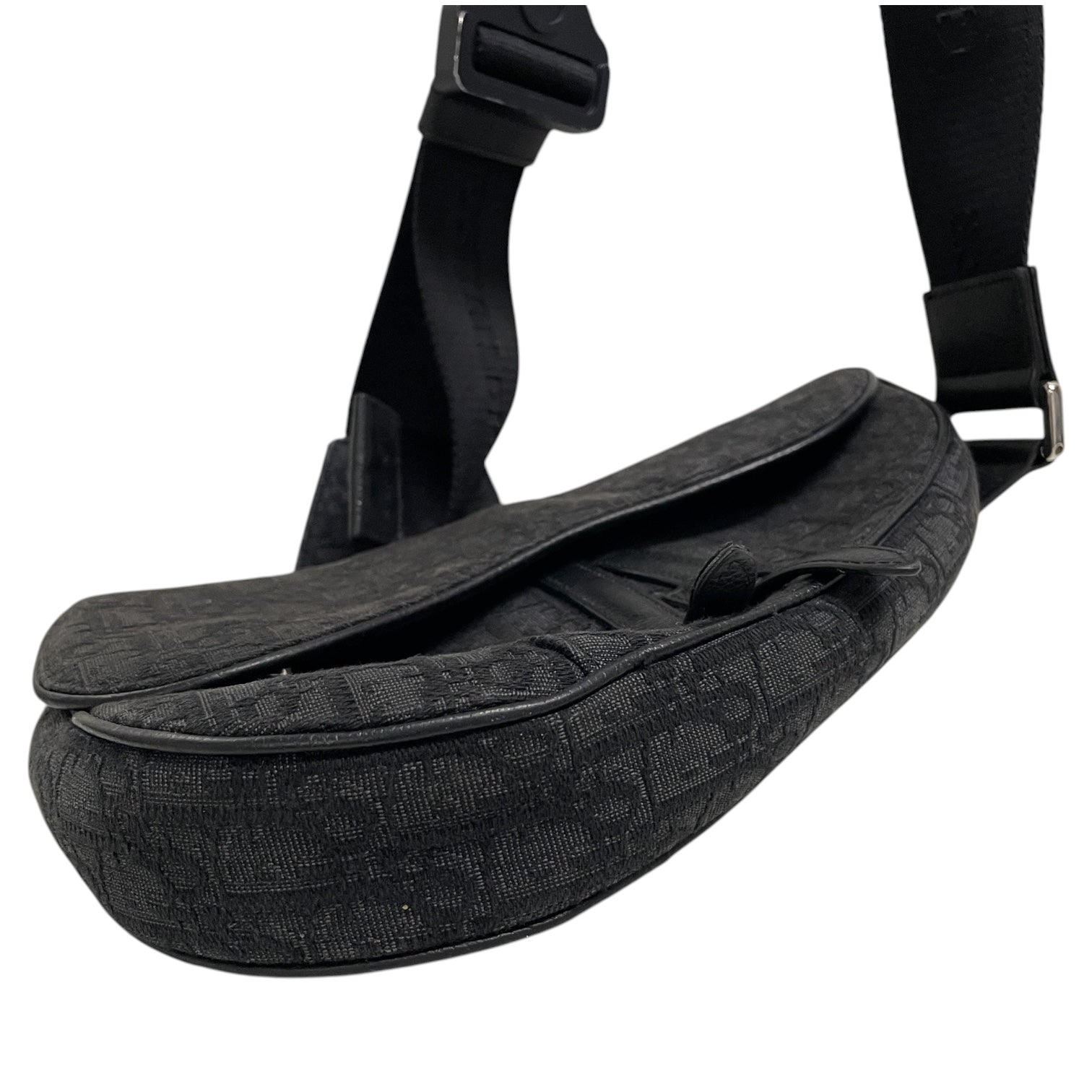 Christian Dior/Cross Body Bag/Monogram/Cotton/BLK/94XMDRV/SADDLE BAG BLACK view 3