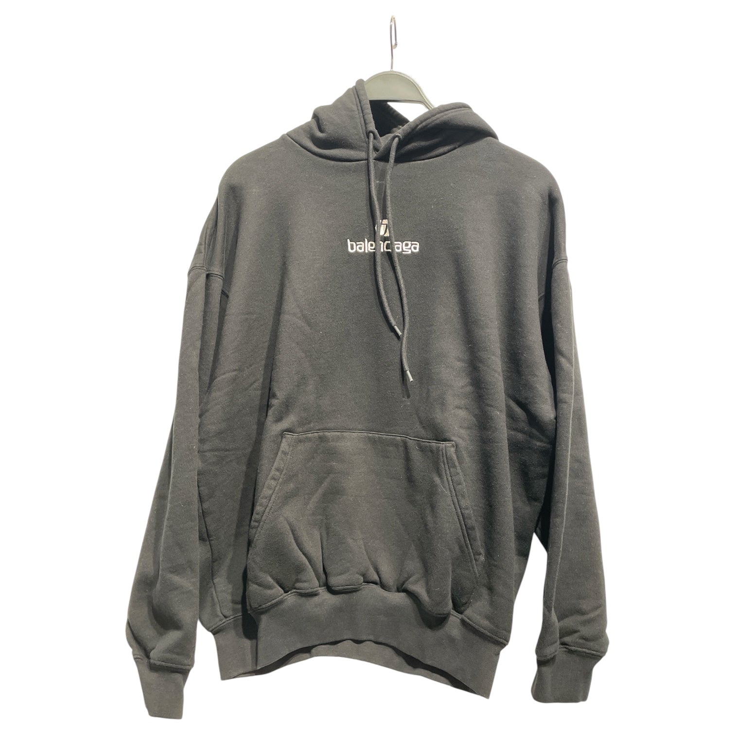 BALENCIAGA/Hoodie/M/Cotton/BLK/b logo embroided view 1
