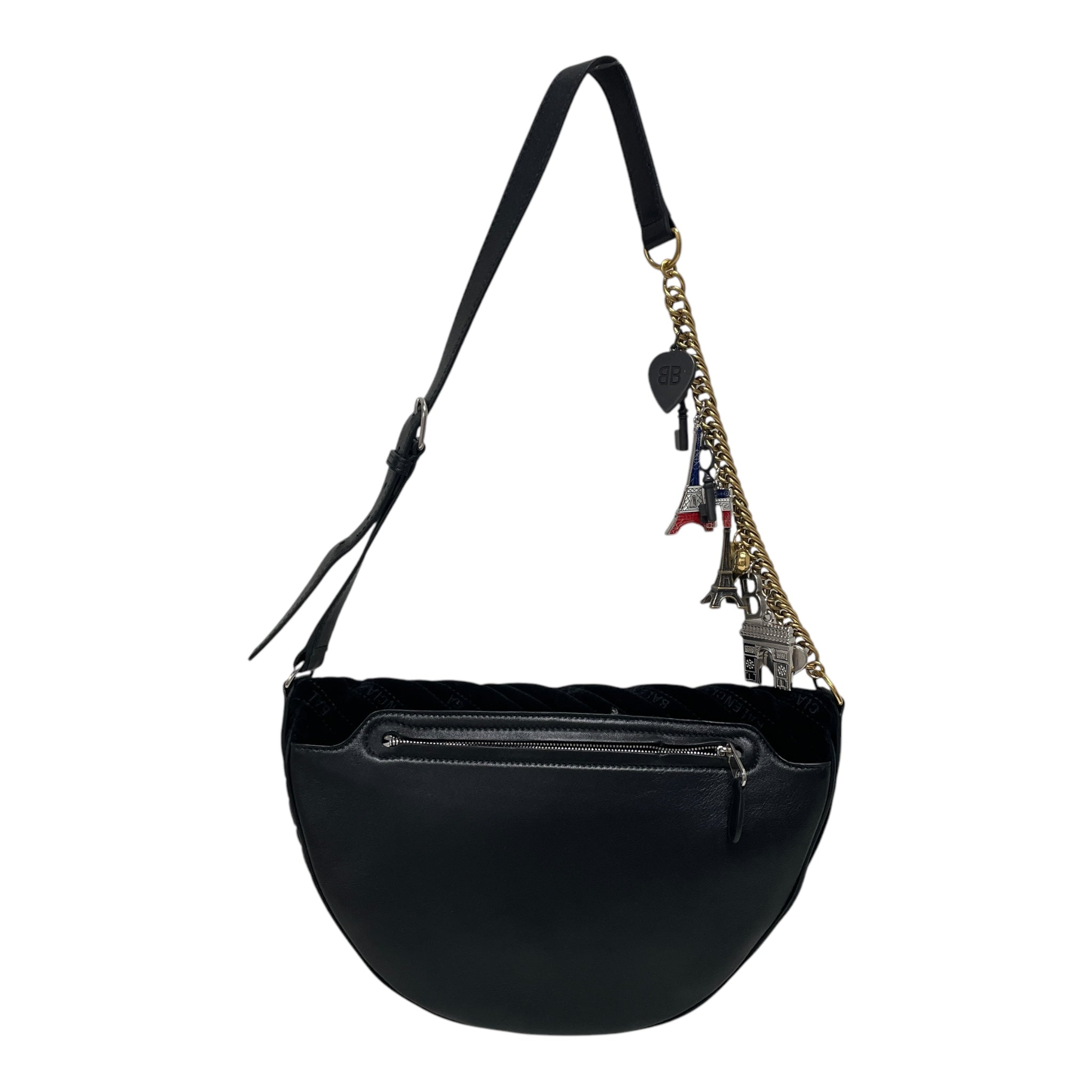 BALENCIAGA/Cross Body Bag/Monogram/BLK/Velvet/leather 551550 1000 X view 2