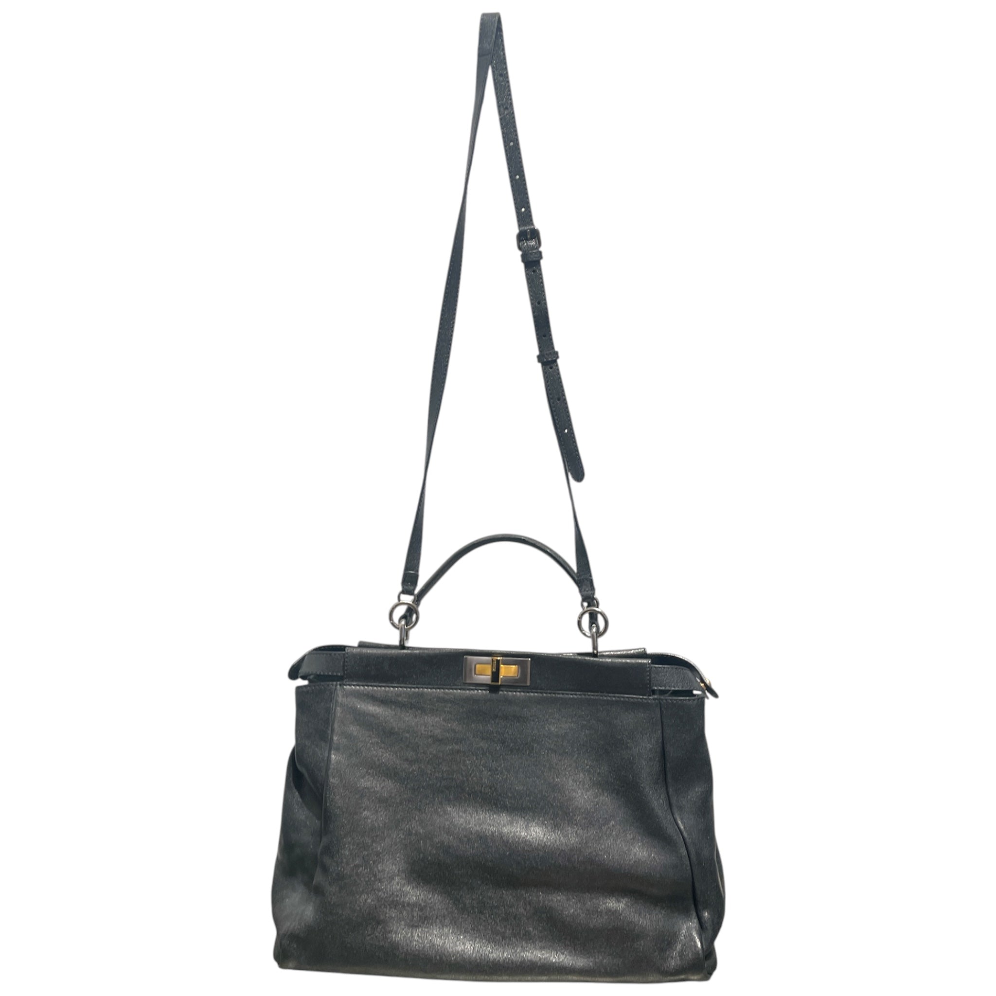 FENDI/Hand Bag/Leather/BLK/PEKA BOO BAG/MONOGRAM INSIDE view 2