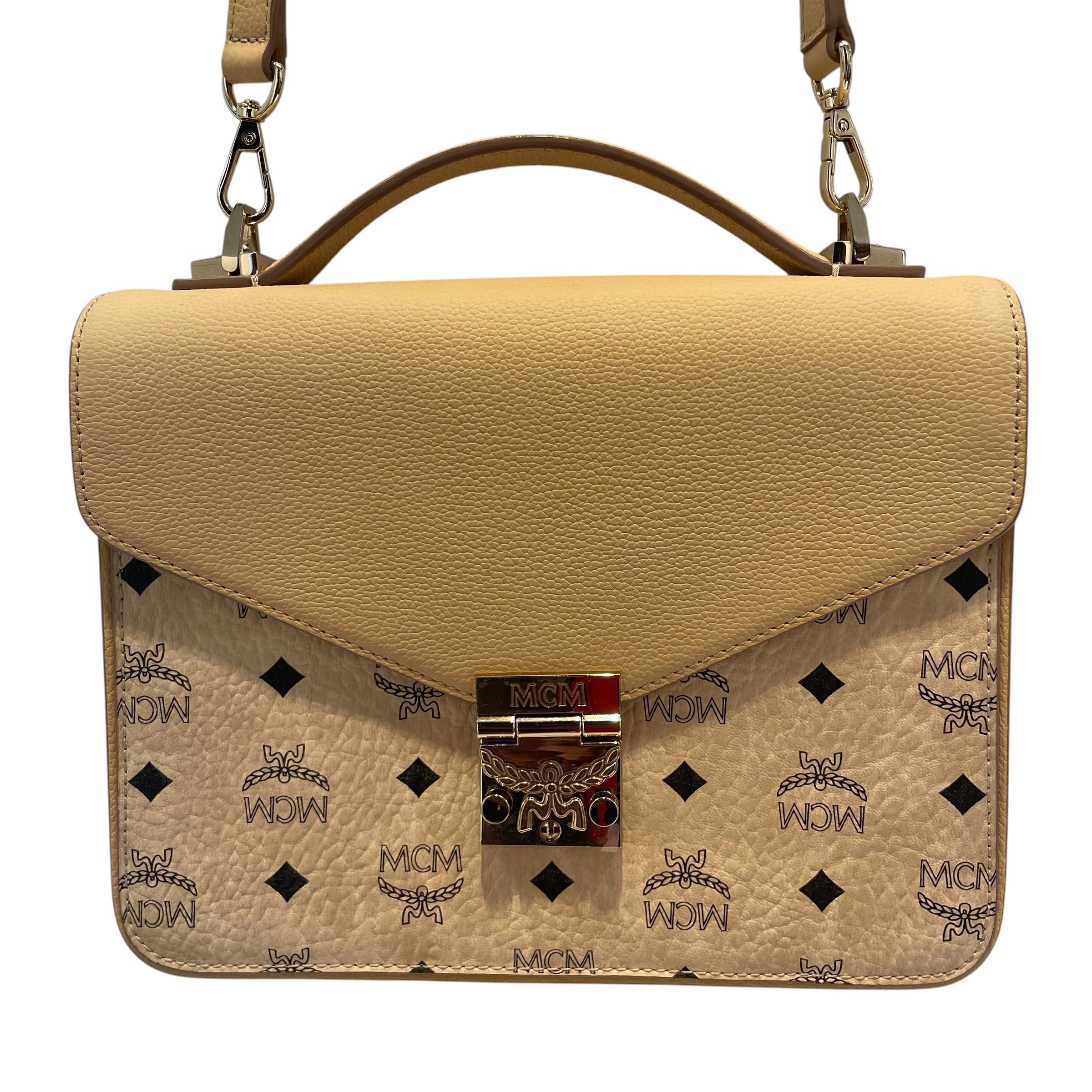 MCM/Cross Body Bag/Monogram/Leather/CRM/goldhardware/envalope bag view 3
