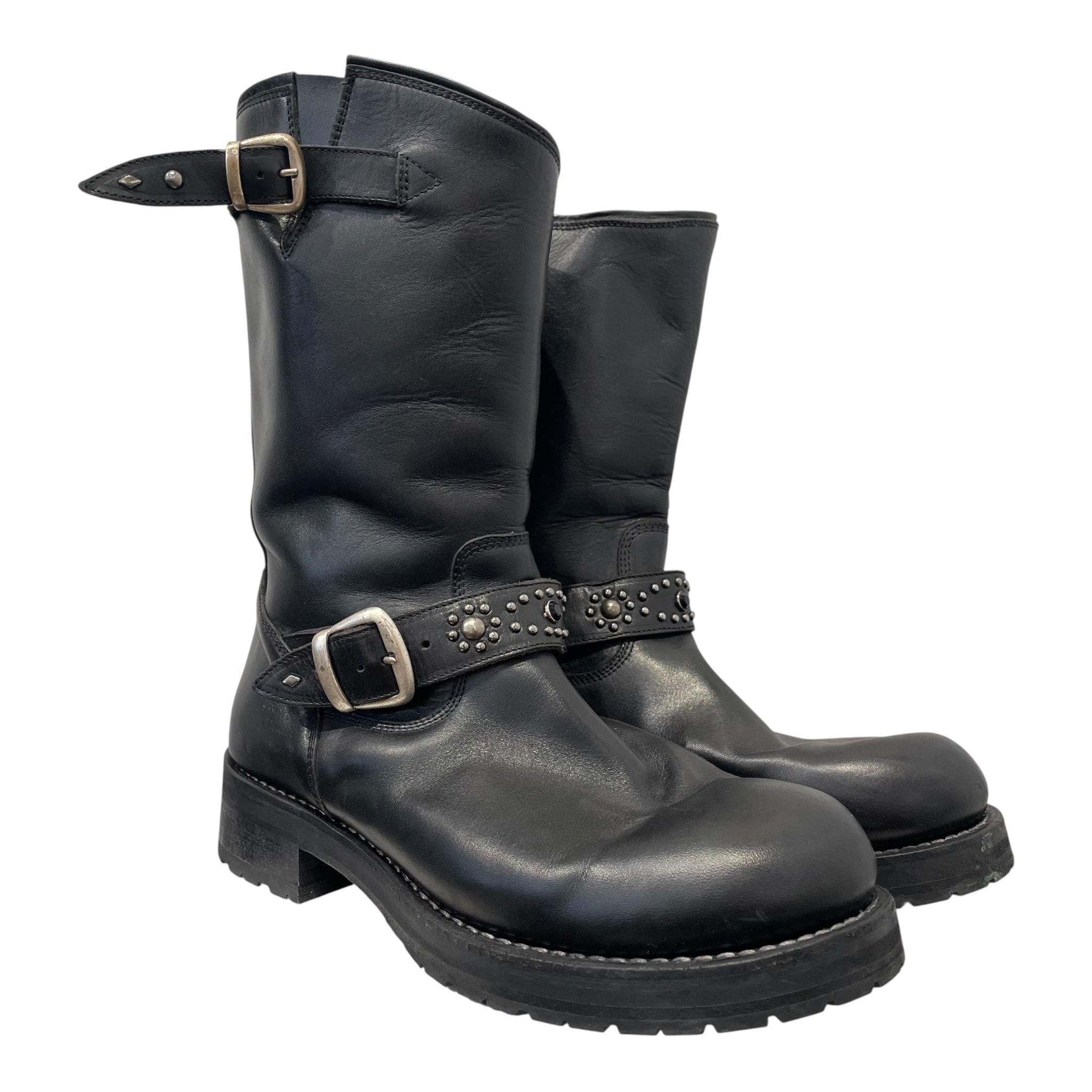 Second/Layer/Biker Boots/EU 44/Leather/BLK/STUDDED BIKER BOOT view 1