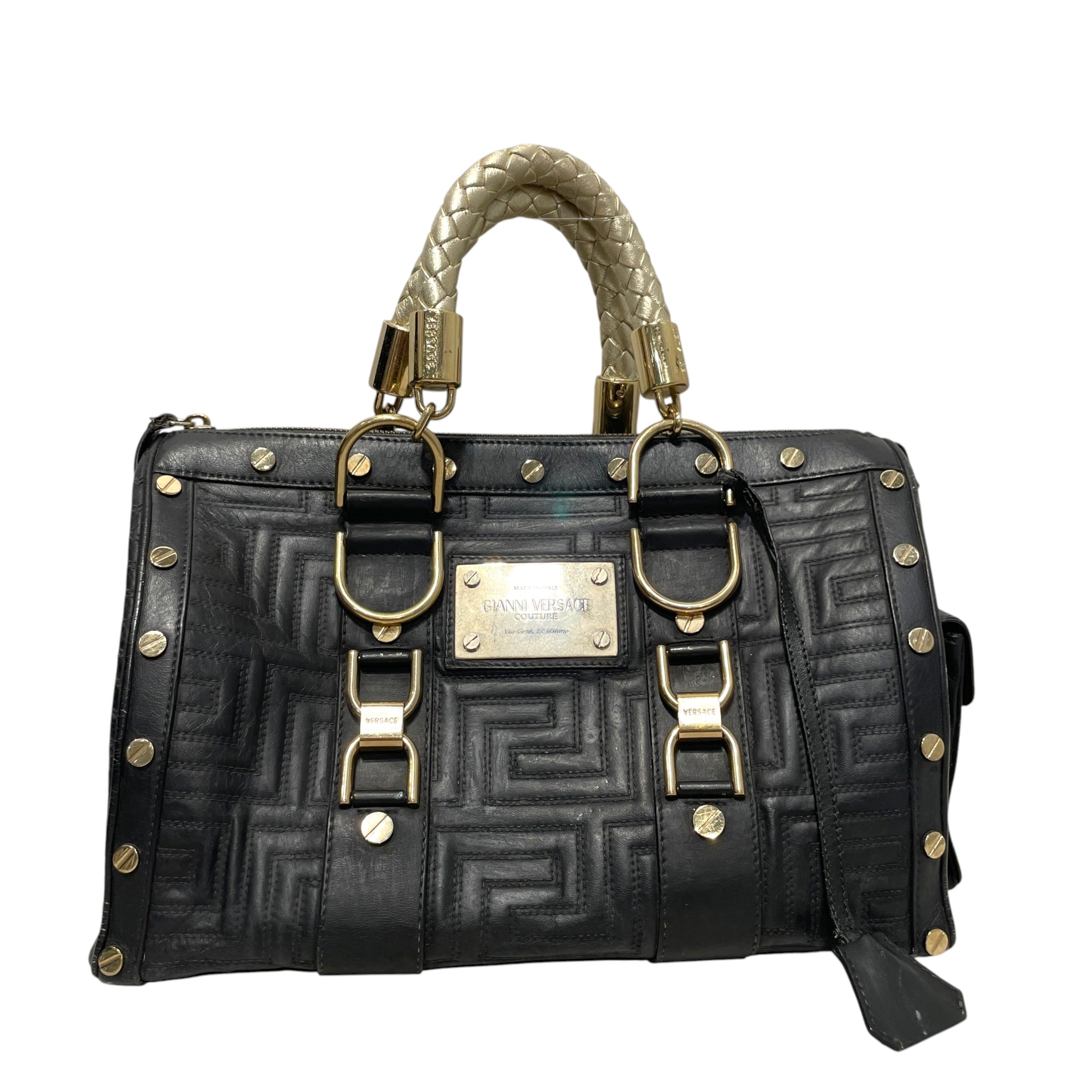 GIANNI VERSACE/Hand Bag/Leather/BLK/Snap Out Of it Quilted Leather view 1