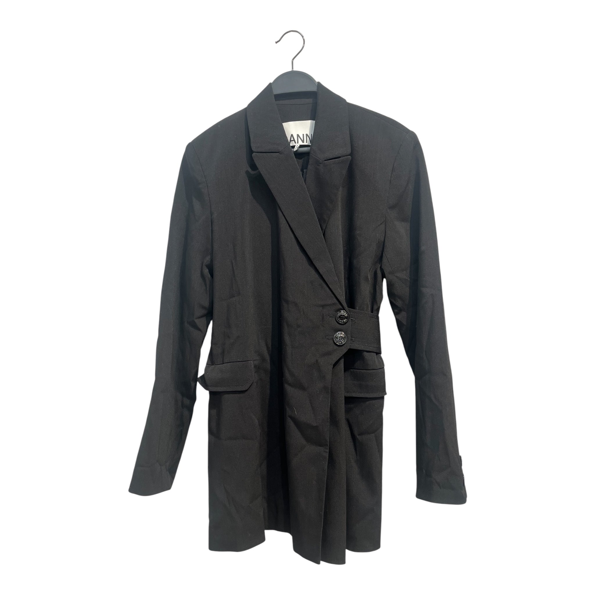 GANNI/LS Dress/32/Cotton/BLK/SIDE BUTTON BLAZER DRESS view 1