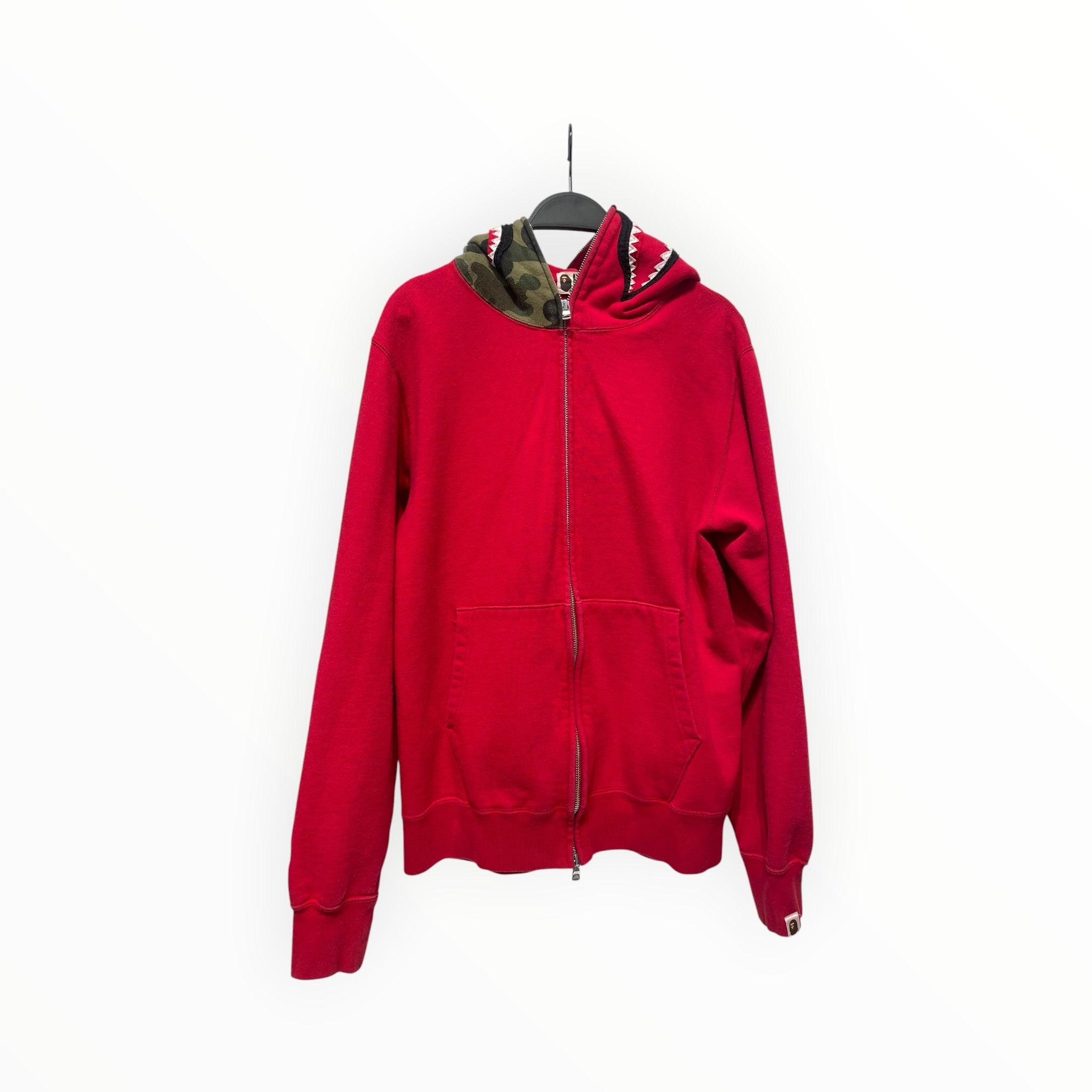 A BATHING APE/Zip Up Hoodie/L/Cotton/RED/camo hood only view 1
