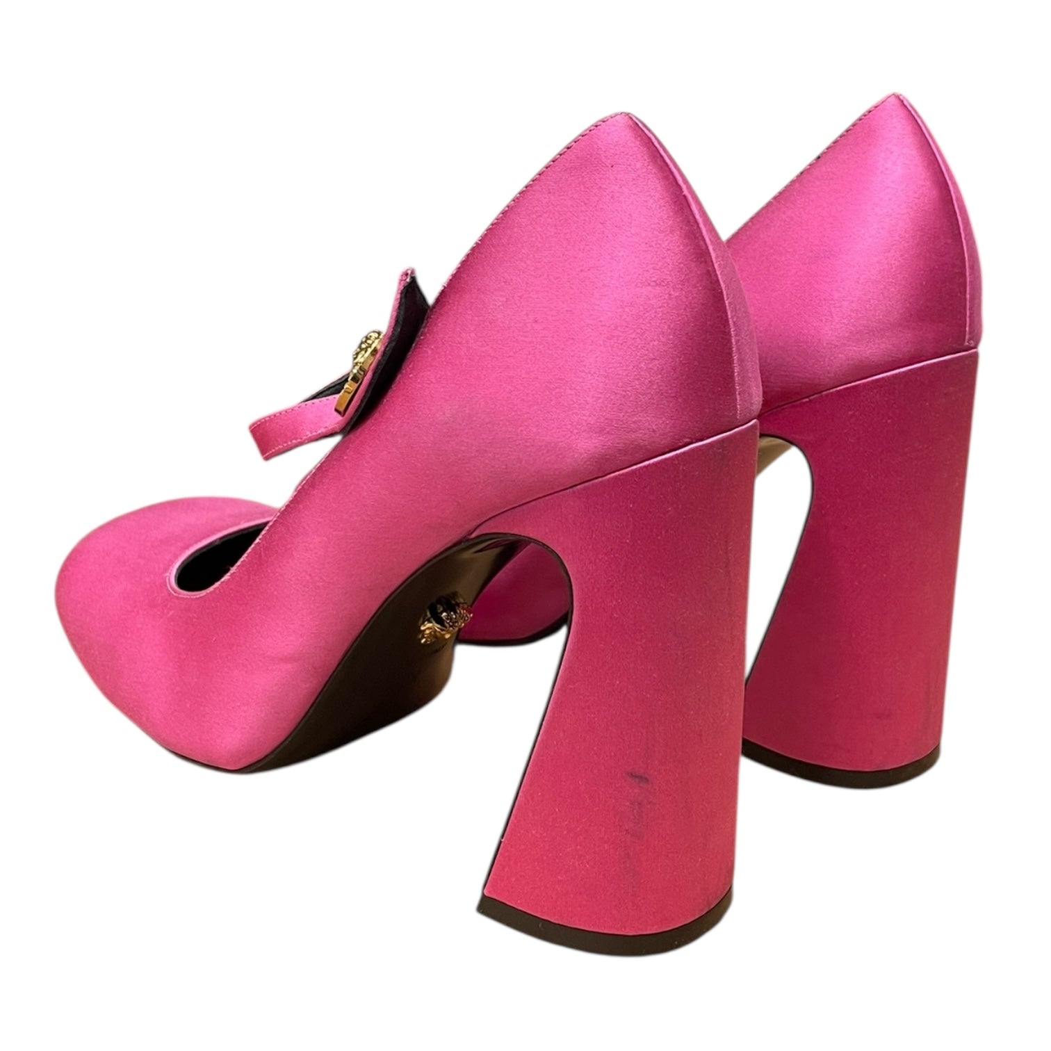 VERSACE/Heels/EU 40.5/Polyester/PNK/Chunky Heel/GOLD HARDWARE view 2