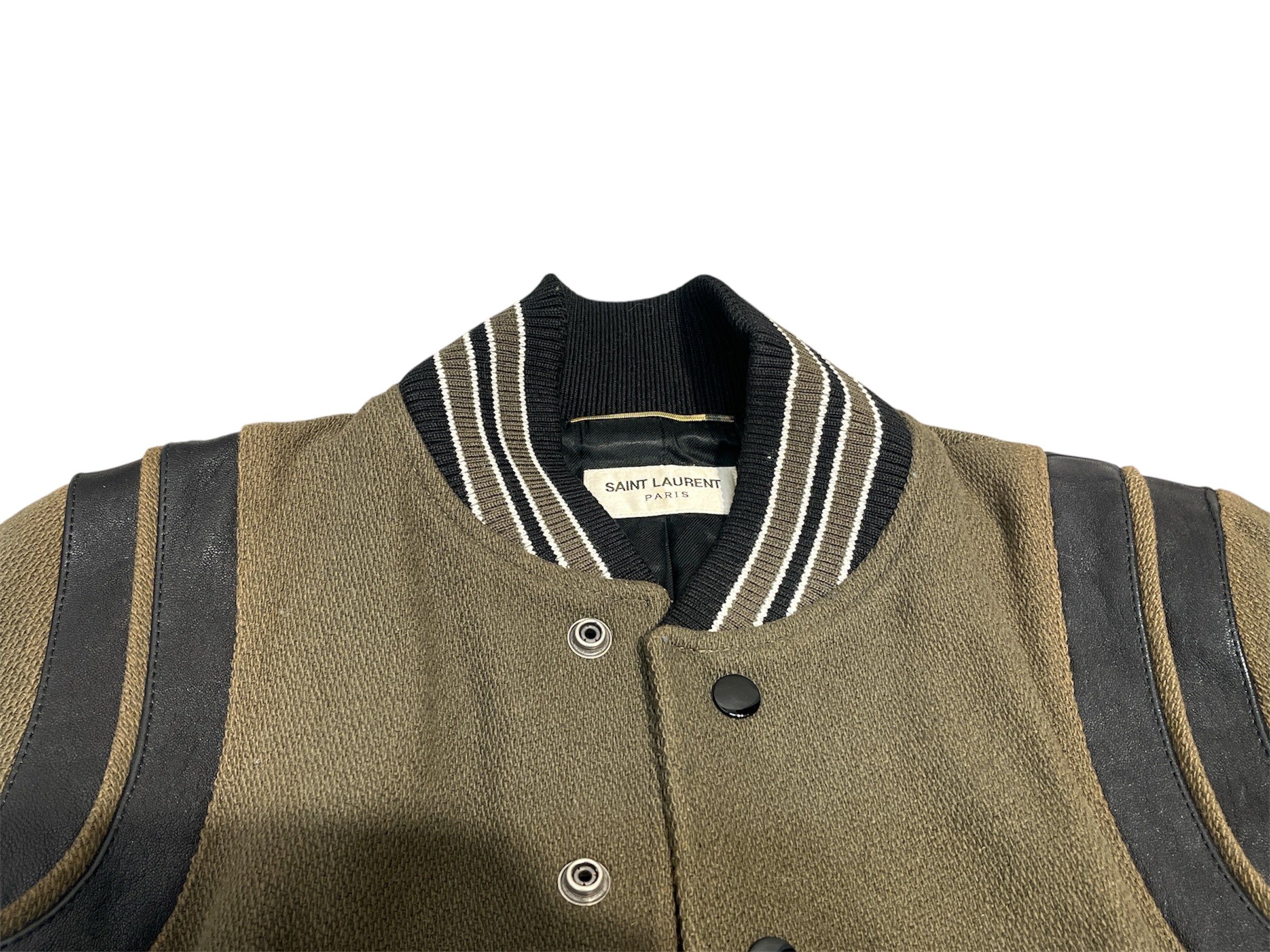 SAINT LAURENT/Jacket/Wool/GRN/teddy black leather f36 view 3