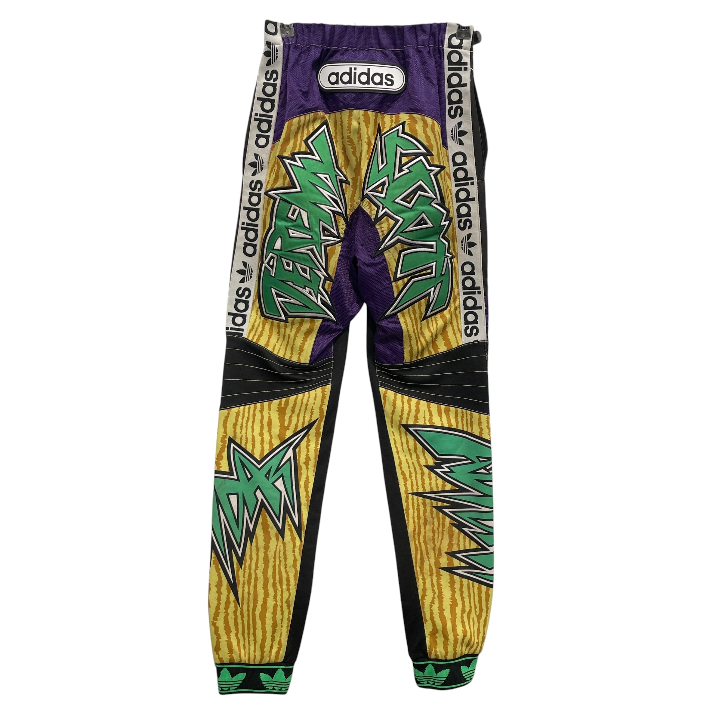 adidas/JEREMY SCOTT/Pants/XS/Cotton/BLK/All Over Print/YEL GRN PATCHES ALL OVER view 2