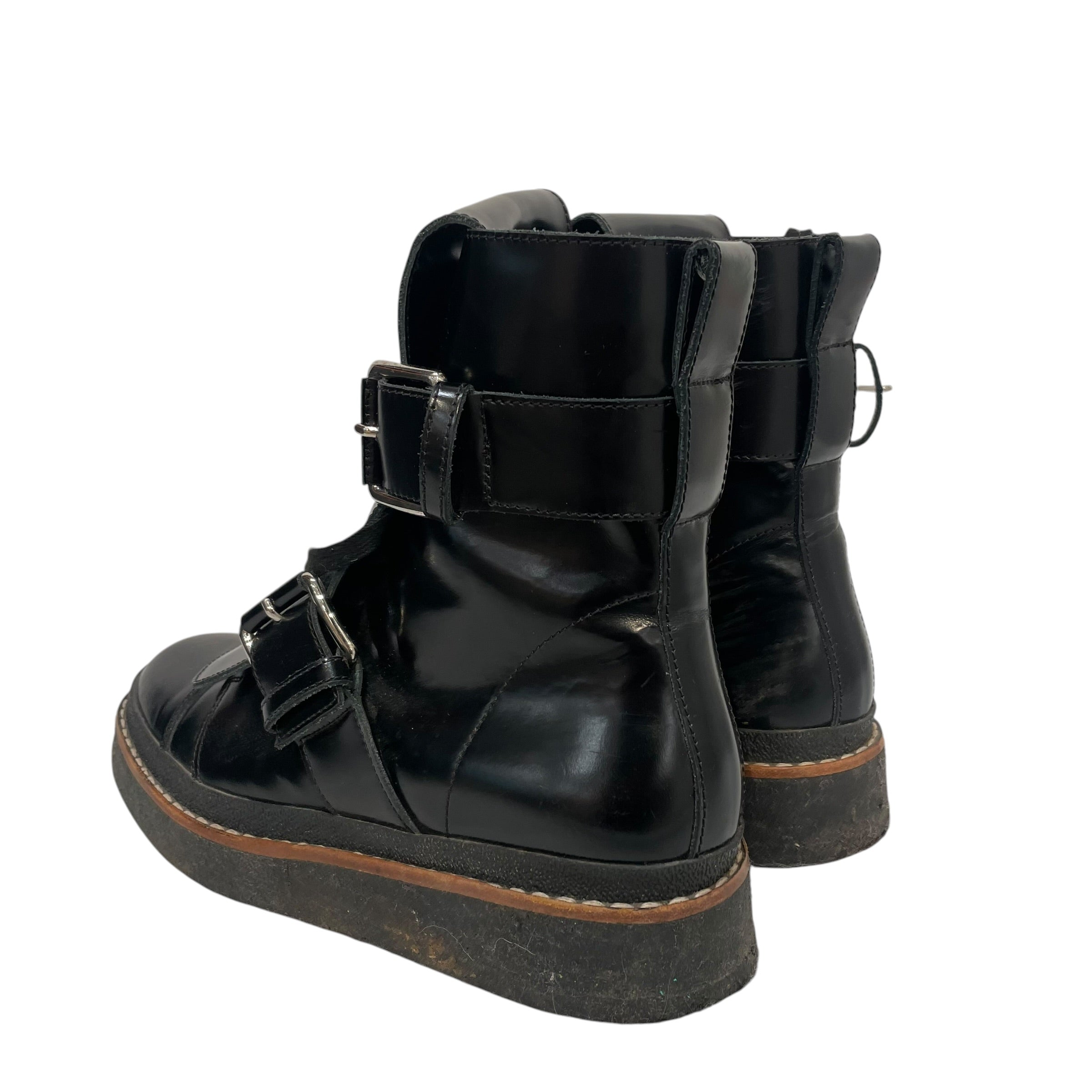 MARNI/Boots/US 6.5/Leather/BLK/double buckle combat view 2