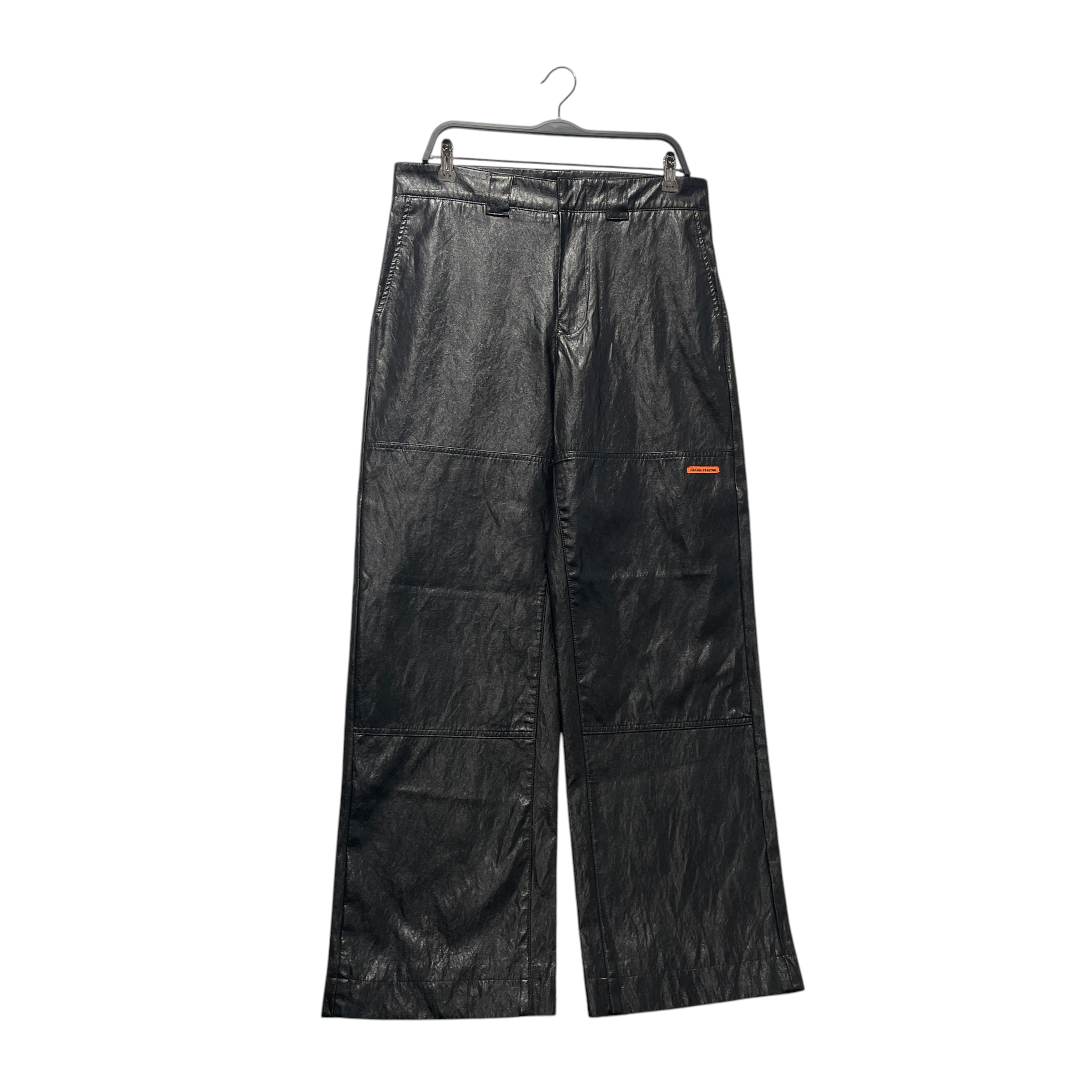 HERON PRESTON/Straight Pants/M/BLK/LEATHER PANTS view 1