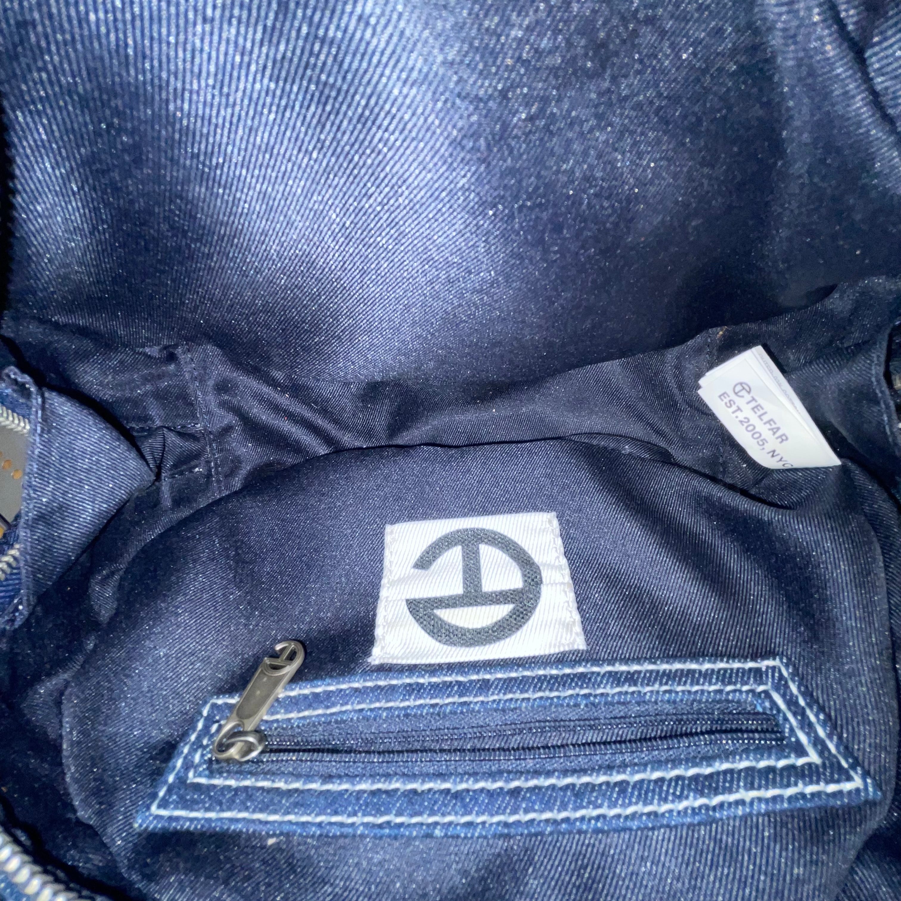 Telfar/Clutch Bag/Denim/IDG/brw tag/4 t studs bottom view 6