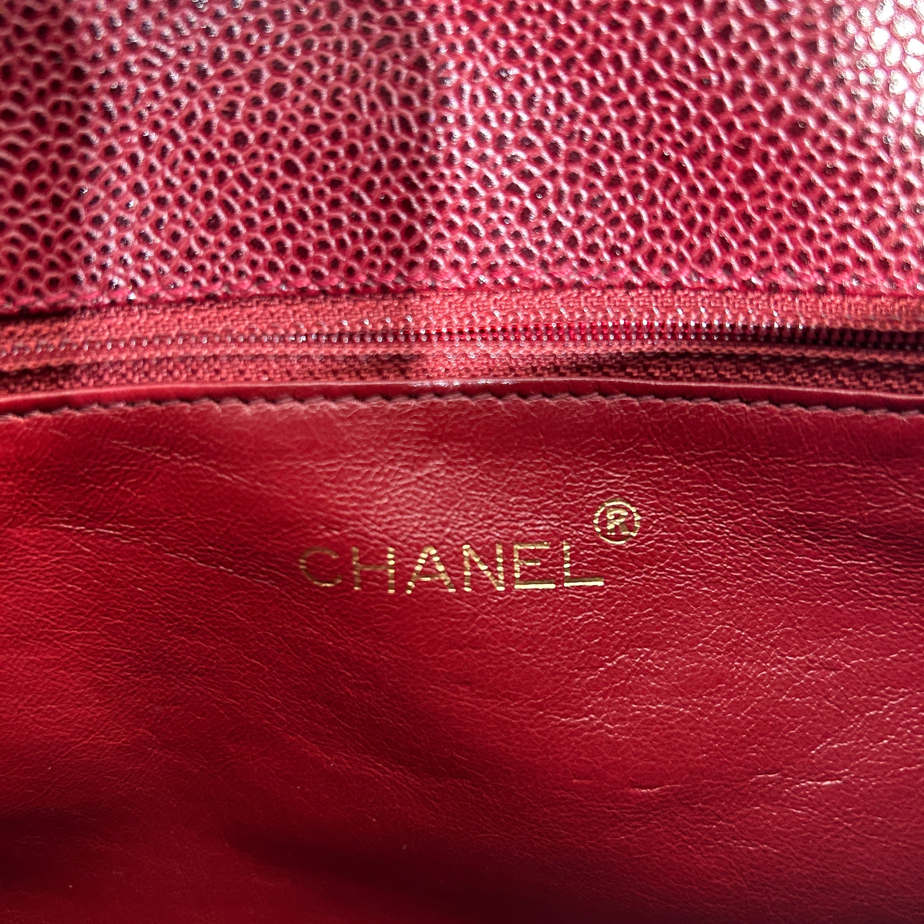 CHANEL/Hand Bag/Leather/RED/Caviar Flap Bag view 4
