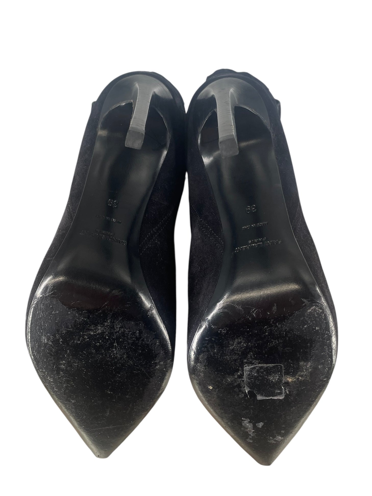 SAINT LAURENT/Heels/EU 39/Suede/BLK/HEELED COWBOY BOOT view 3