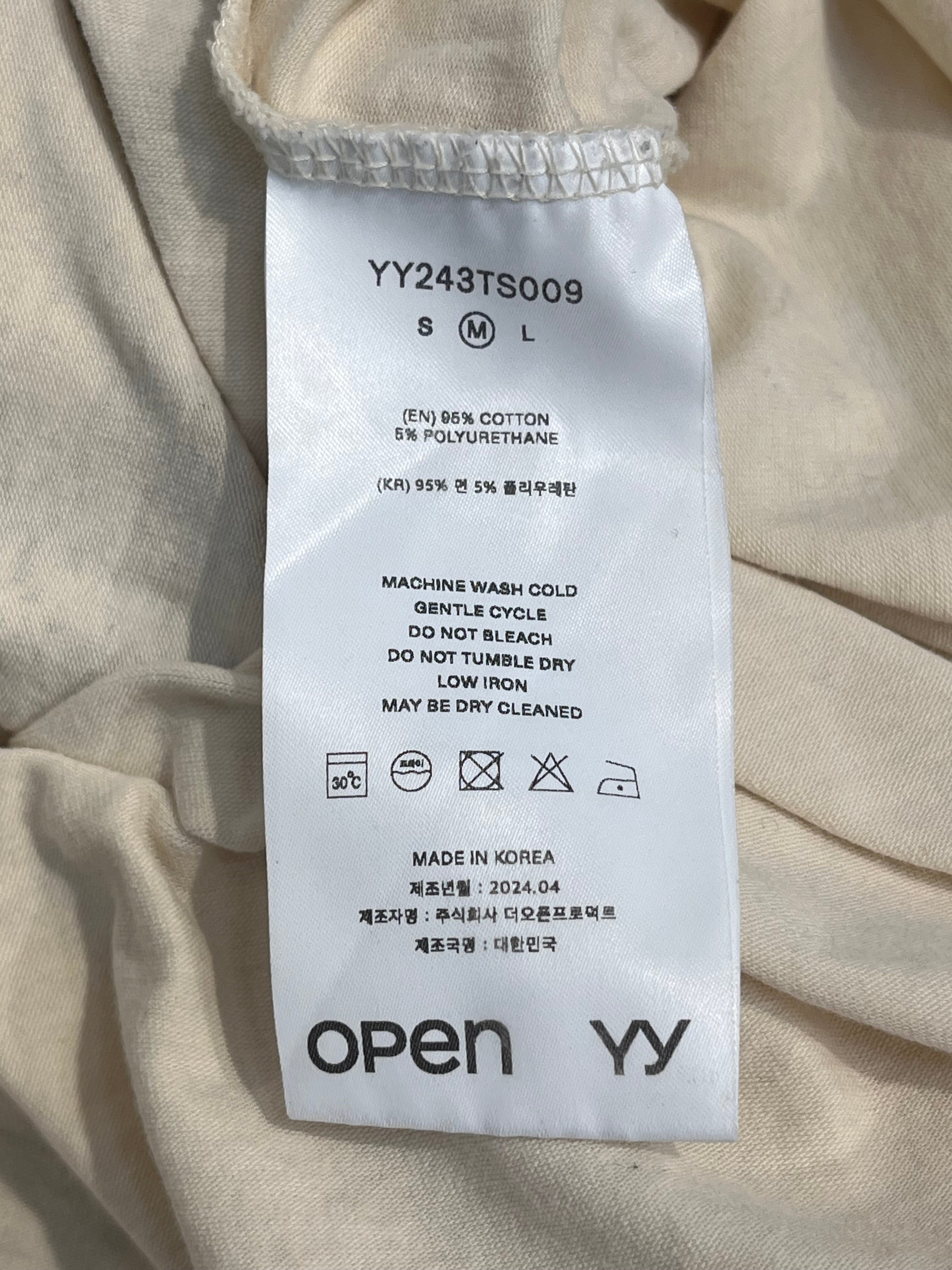 OPEN YY/LS T-Shirt/L/Cotton/CRM/cat graphic view 4