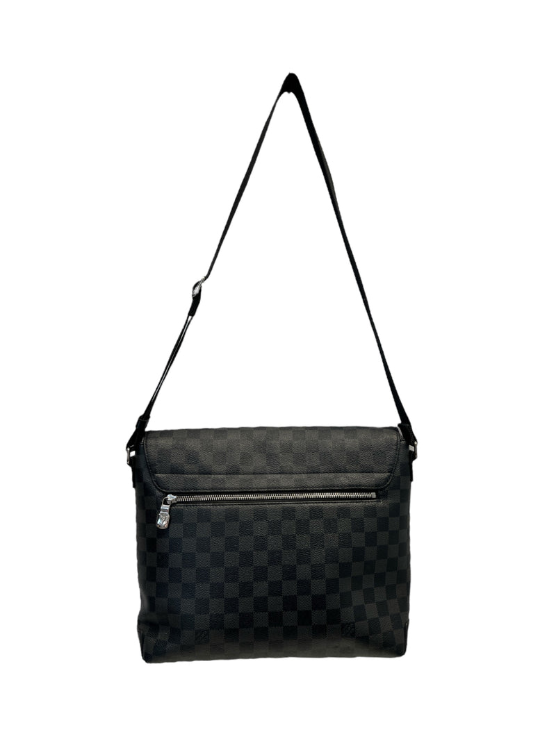 LOUIS VUITTON/Cross Body Bag/Gingham Check/Leather/BLK/BLACK STRAP SILVER HARDWARE