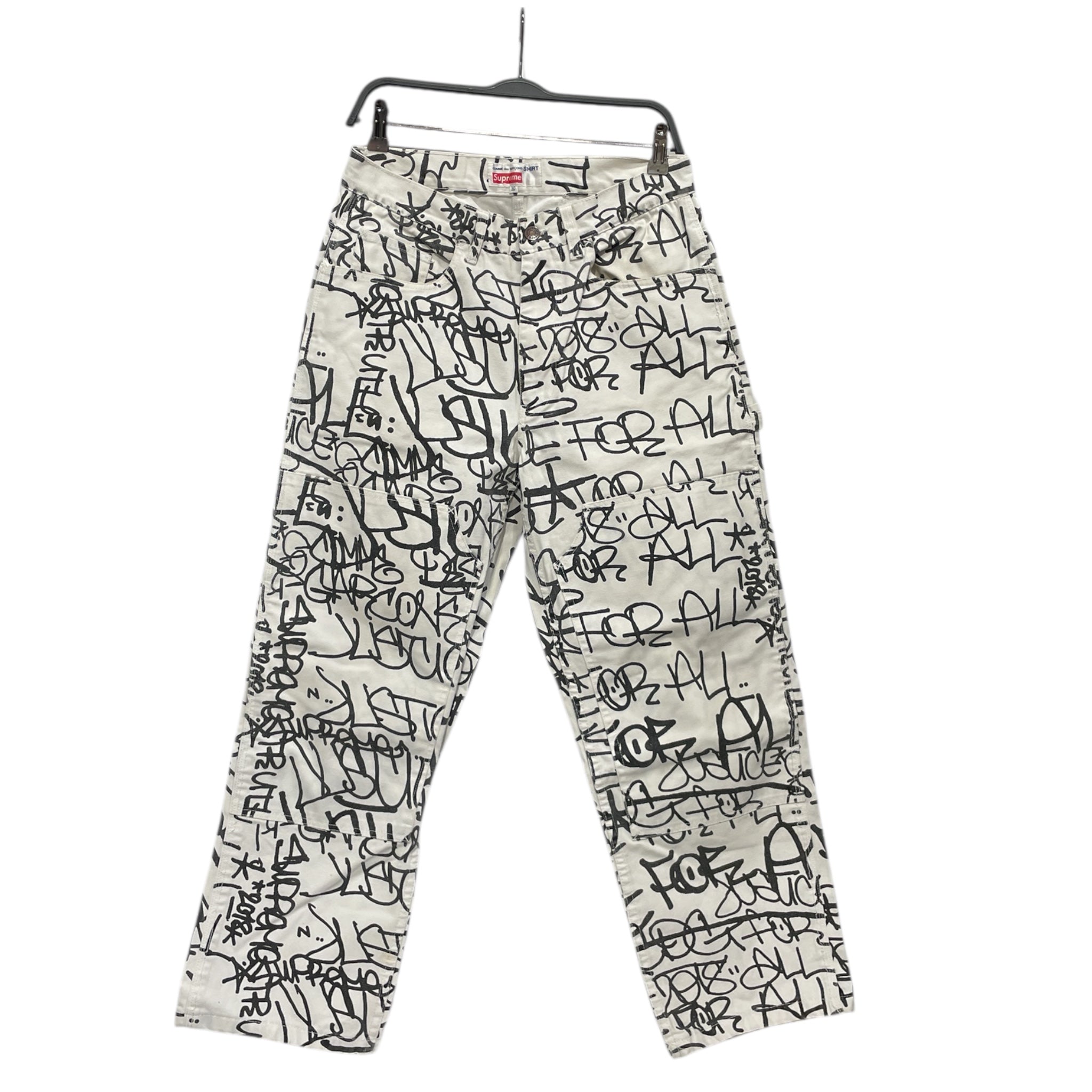 COMME des GARCONS/Supreme/Pants/30/Cotton/WHT/All Over Print/CANVAS PAINTER PANTS view 1