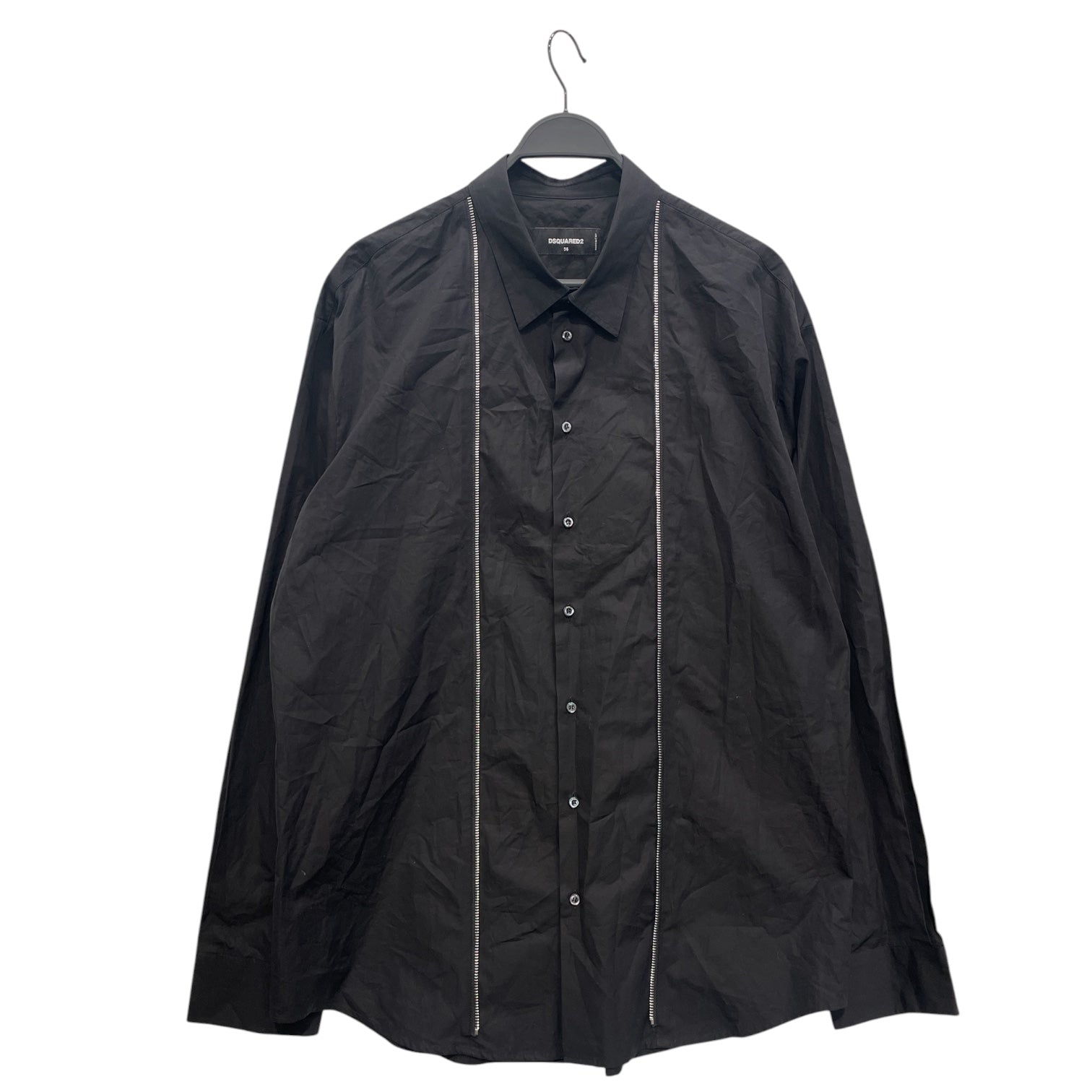 DSQUARED2/LS Shirt/56/Cotton/BLK/DOUBLE ZIPPER DETAIL view 1