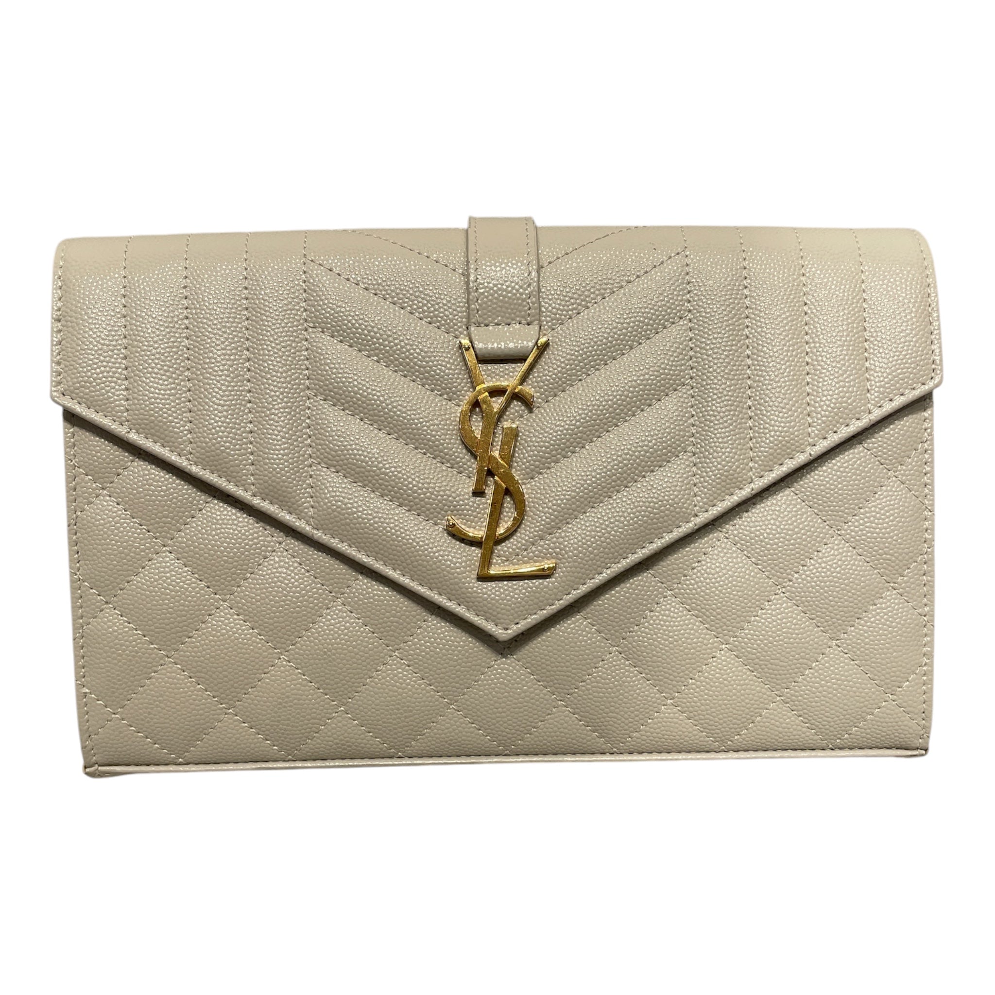 SAINT LAURENT/Cross Body Bag/Leather/WHT/ENVELOPE CHAIN WALLET view 1