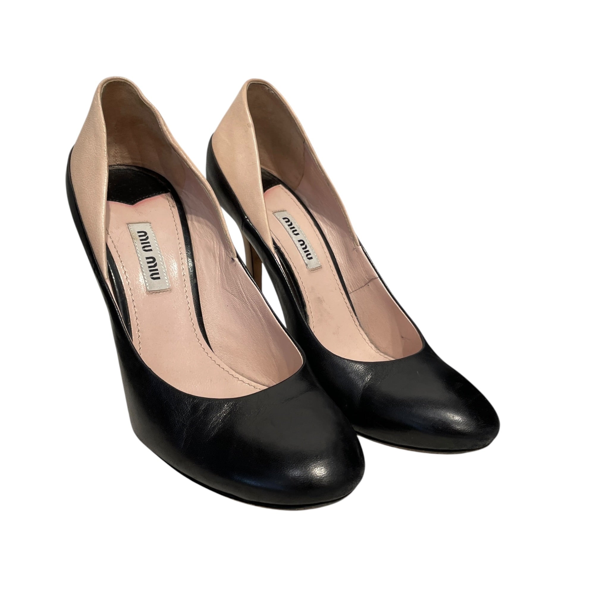 MIU MIU/Heels/EU 37.5/Leather/BLK/two tone view 1